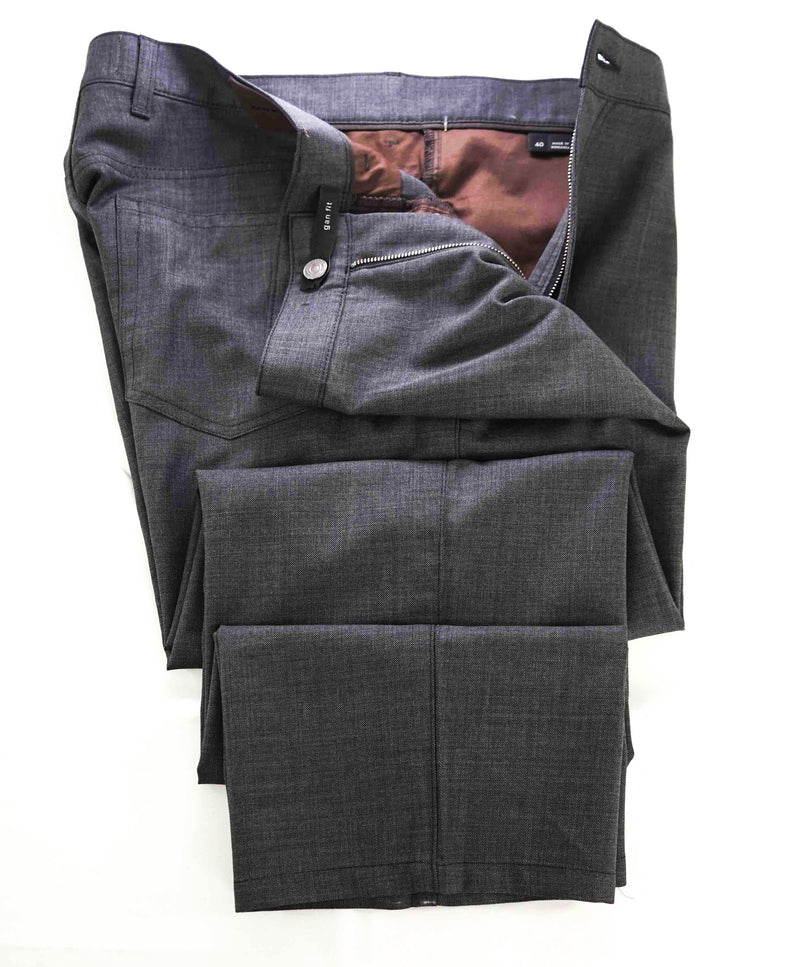 ERMENEGILDO ZEGNA - Gray WOOL Suede Logo Tag 5-Pocket Pants- 40W