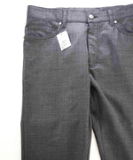 ERMENEGILDO ZEGNA - Gray WOOL Suede Logo Tag 5-Pocket Pants- 32W
