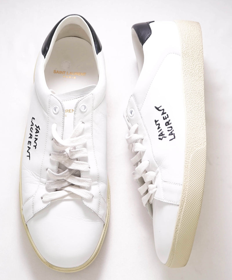 $800 SAINT LAURENT - Court Sneakers White Leather - 11 (44EU)