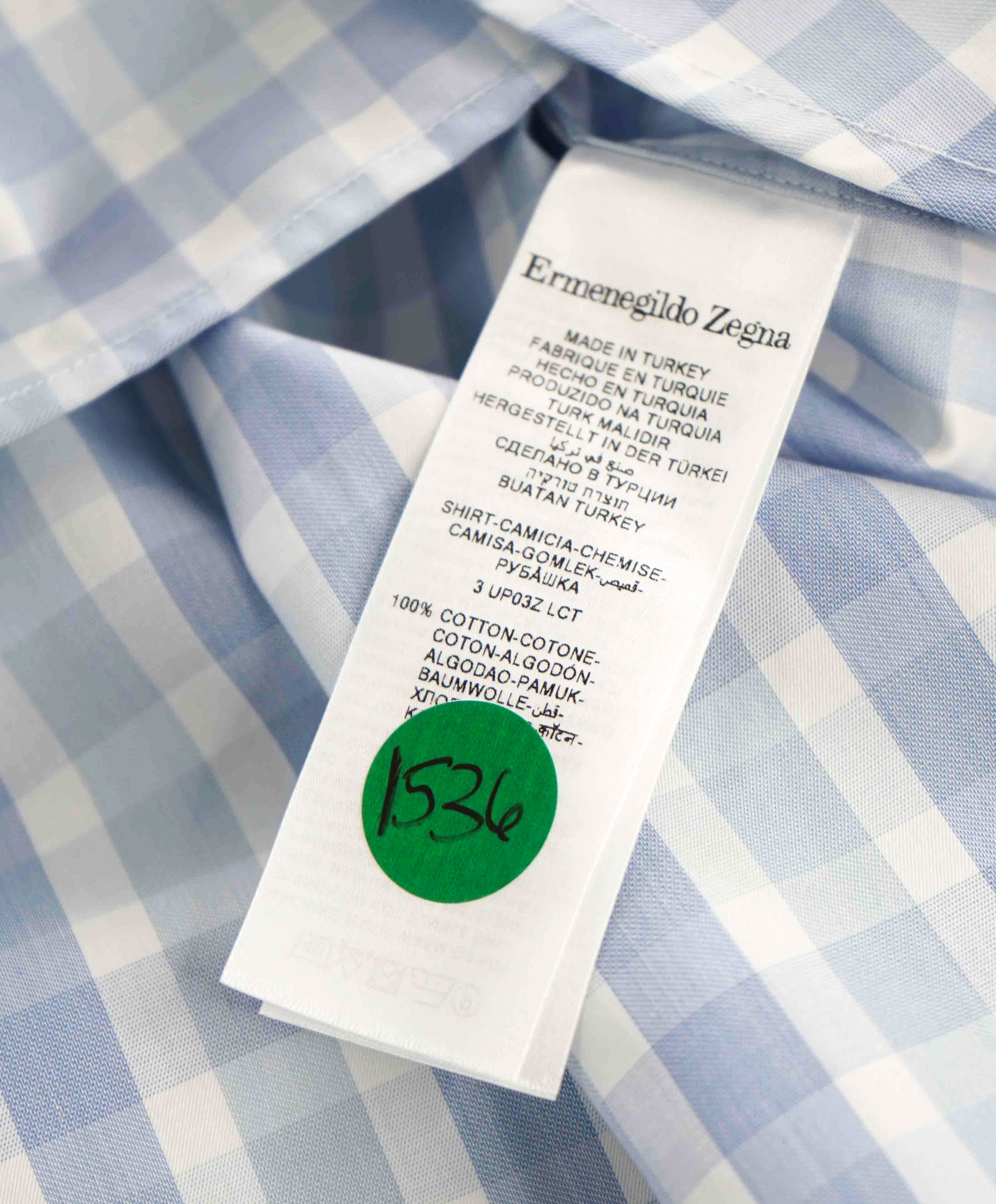 $550 ERMENEGILDO ZEGNA - Blue Check "TRAVELLER" Button Down Shirt - M