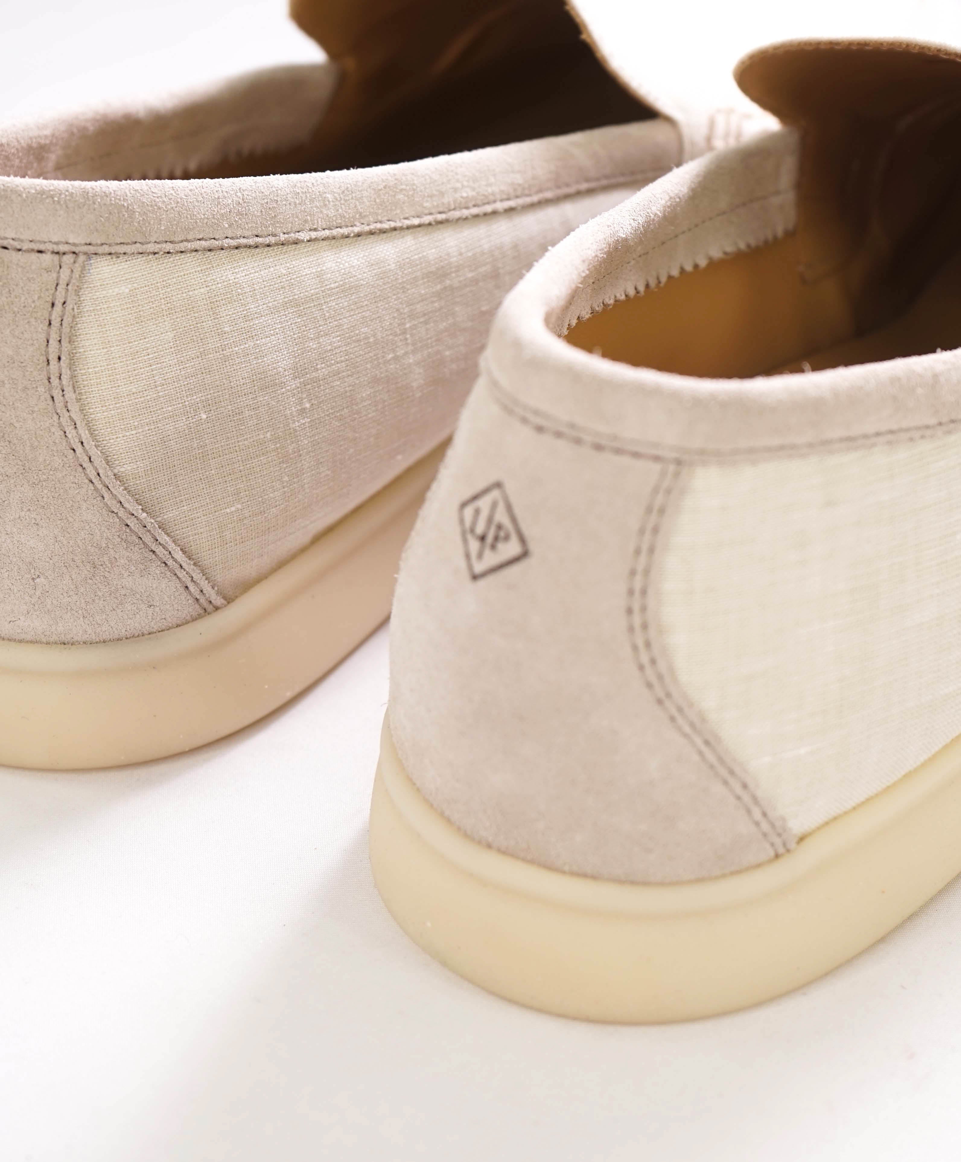 $960 LORO PIANA - "SUMMER WALK" Suede/Linen Neutral Loafer - 12 US (45EU)