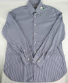 $890 BRIONI - Blue Stripe Button Down Dress Shirt - L