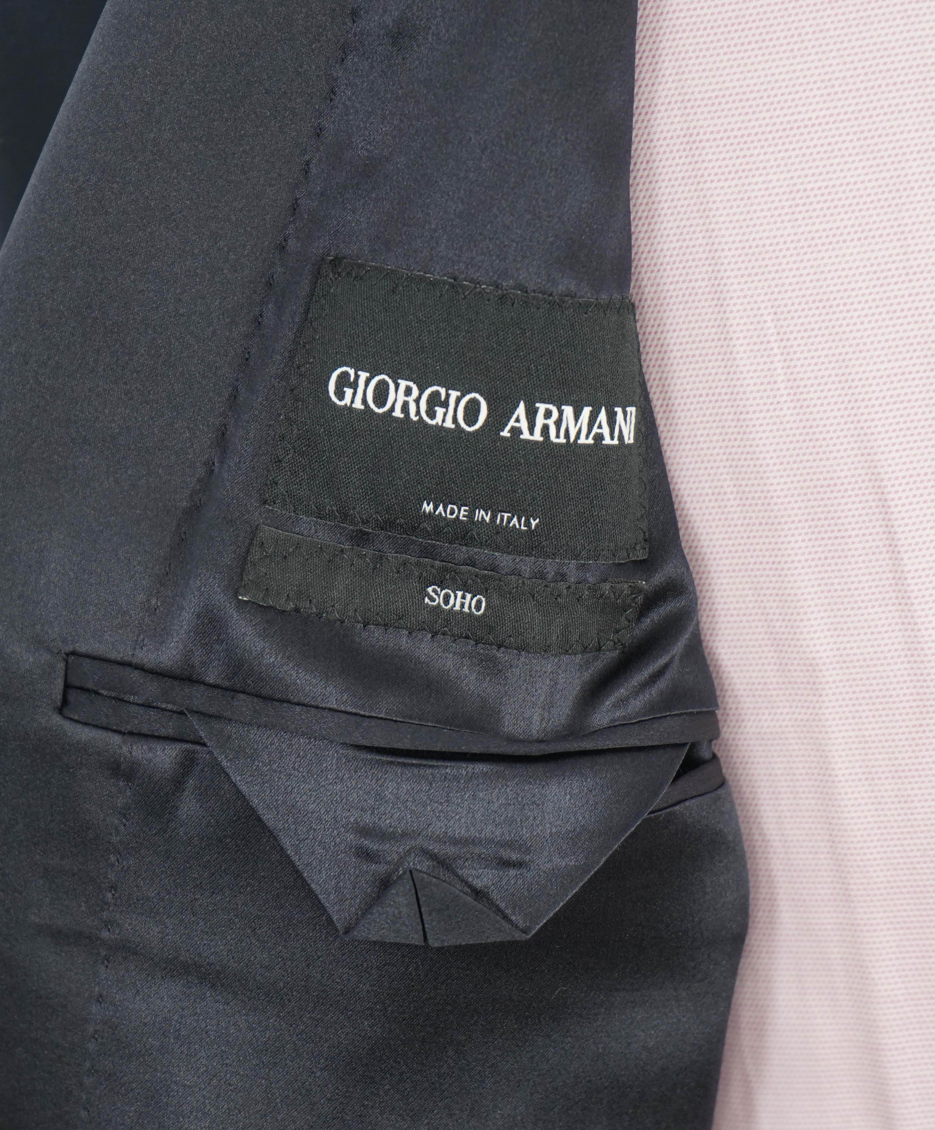 $5,494 GIORGIO ARMANI - "SOHO" Navy SILK LINED Shawl Collar Tuxedo - 50R