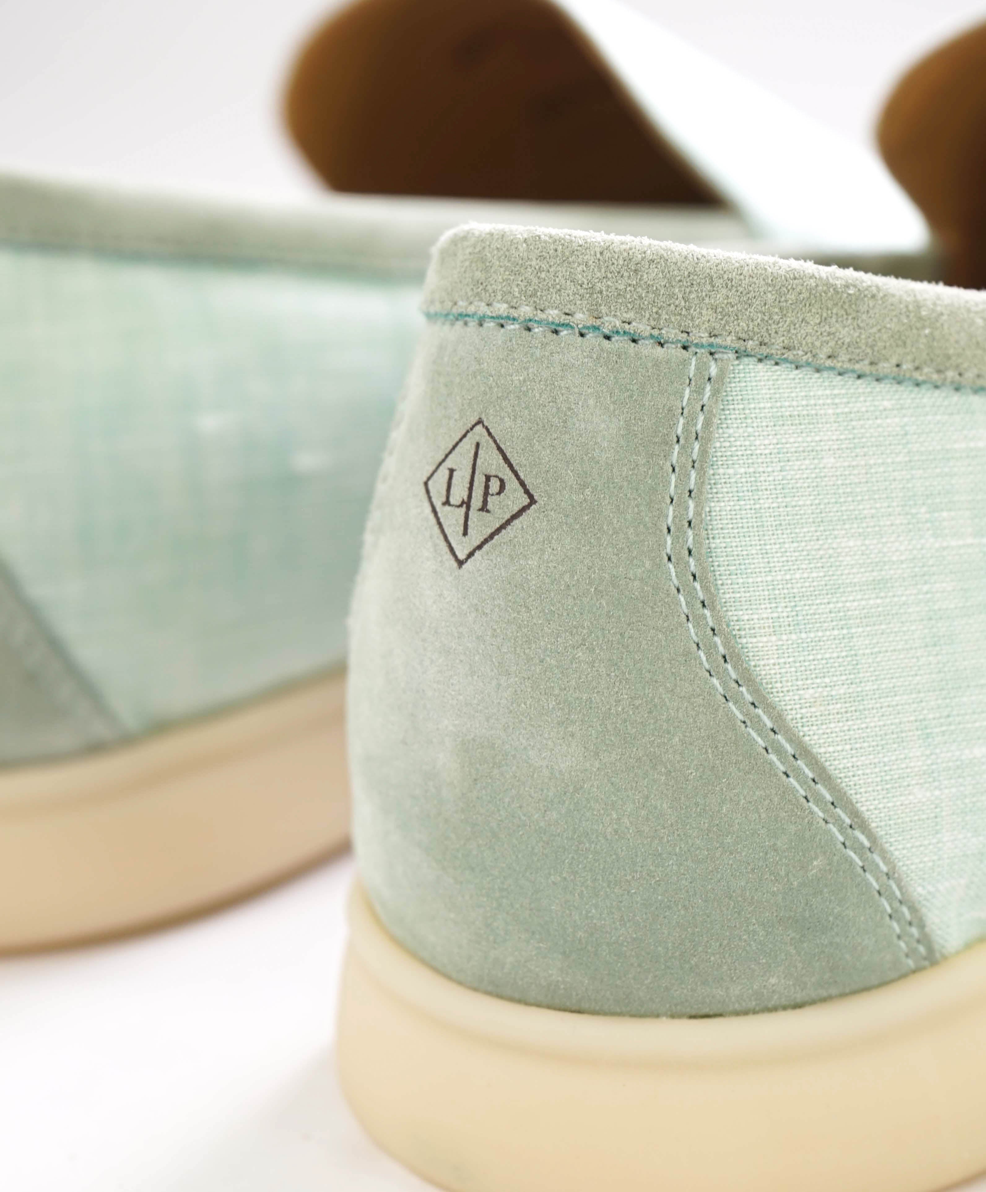$960 LORO PIANA - "SUMMER WALK" Suede/Linen Mint Loafer - 11.5 US (44.5EU)
