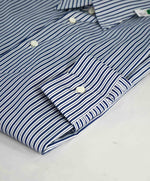 $890 BRIONI - Blue Stripe Button Down Dress Shirt - L
