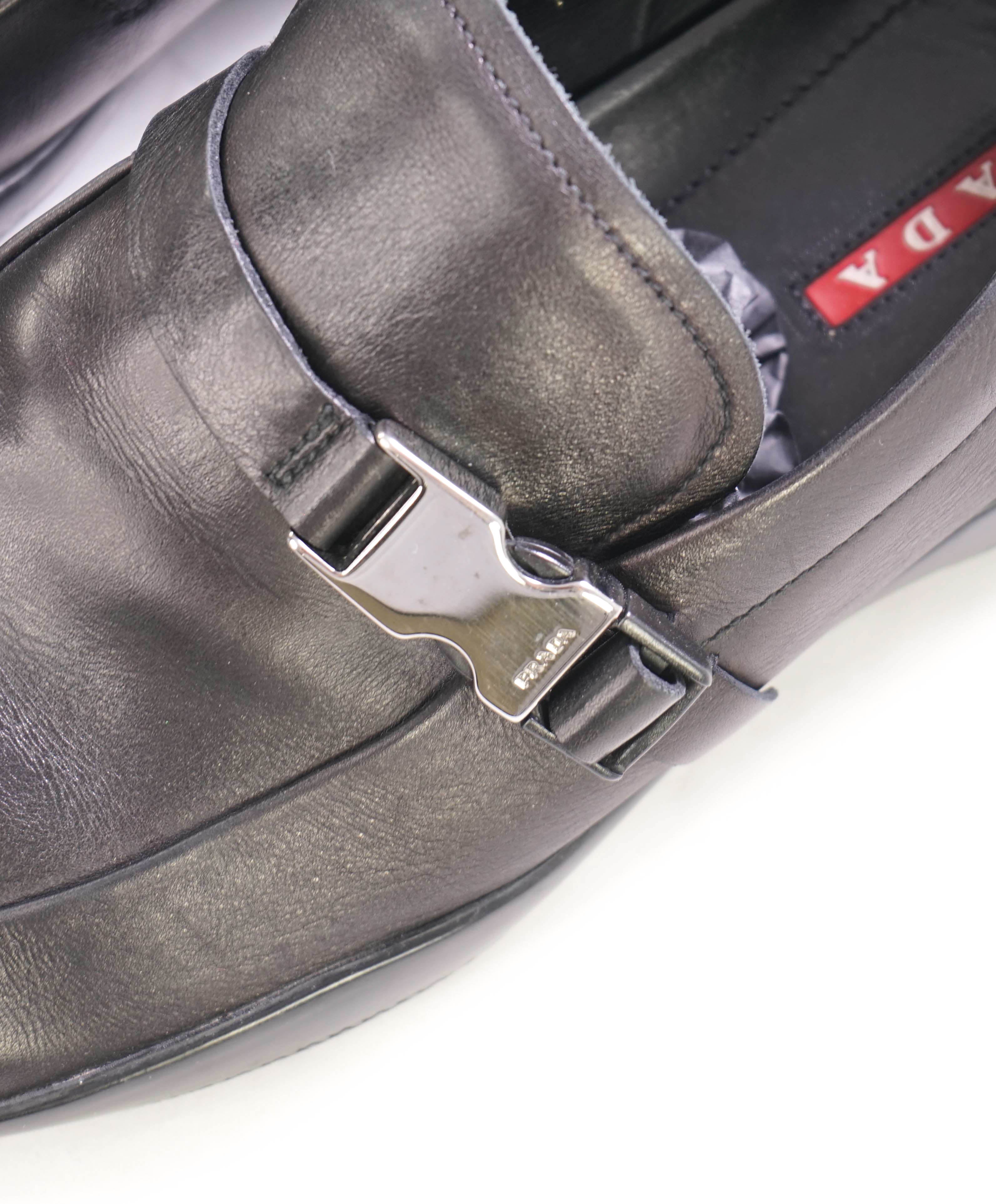 $795 PRADA - *LINEA ROSSA* Black Slip On Logo Vamp Loafer - 12 US (11 Prada)