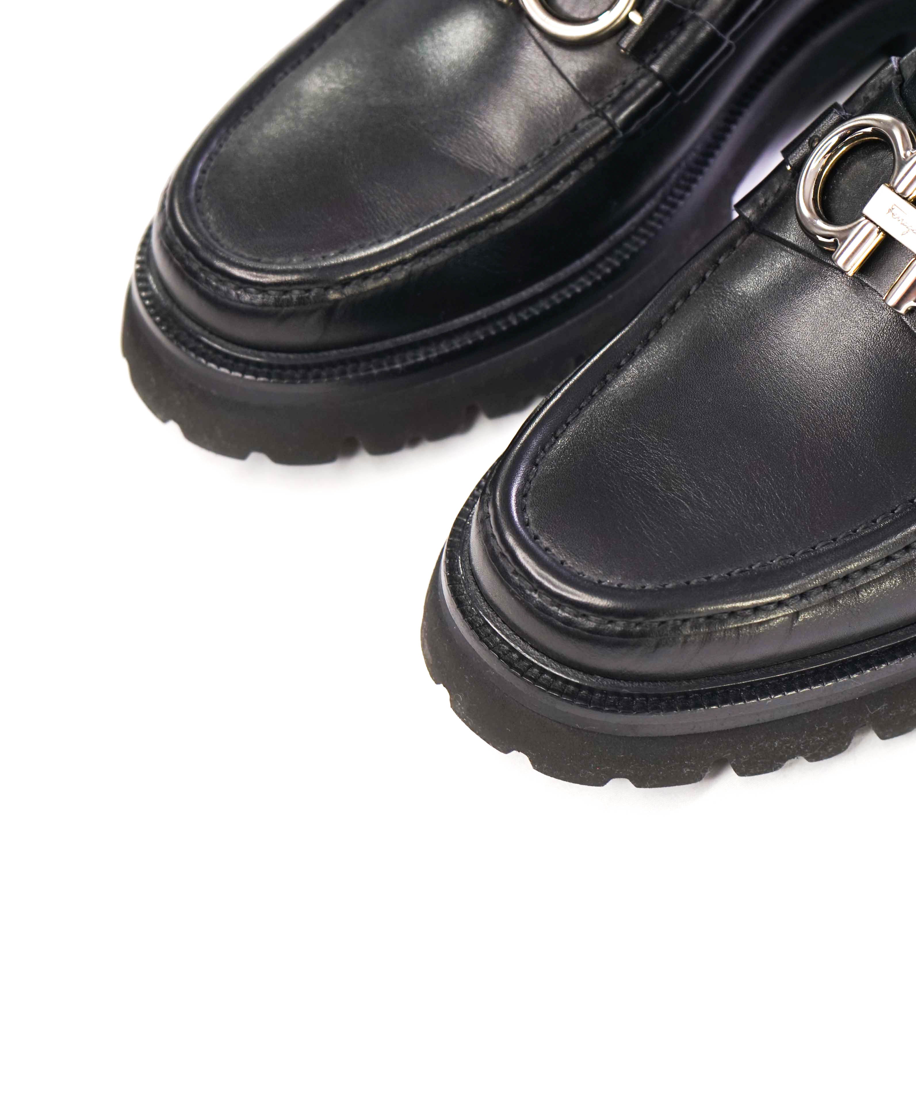 Salvatore Ferragamo ドレスシューズ 7.5 (US) $930 SALVATORE FERRAGAMO - *BLEEKER* Black Solid Lug Sole
