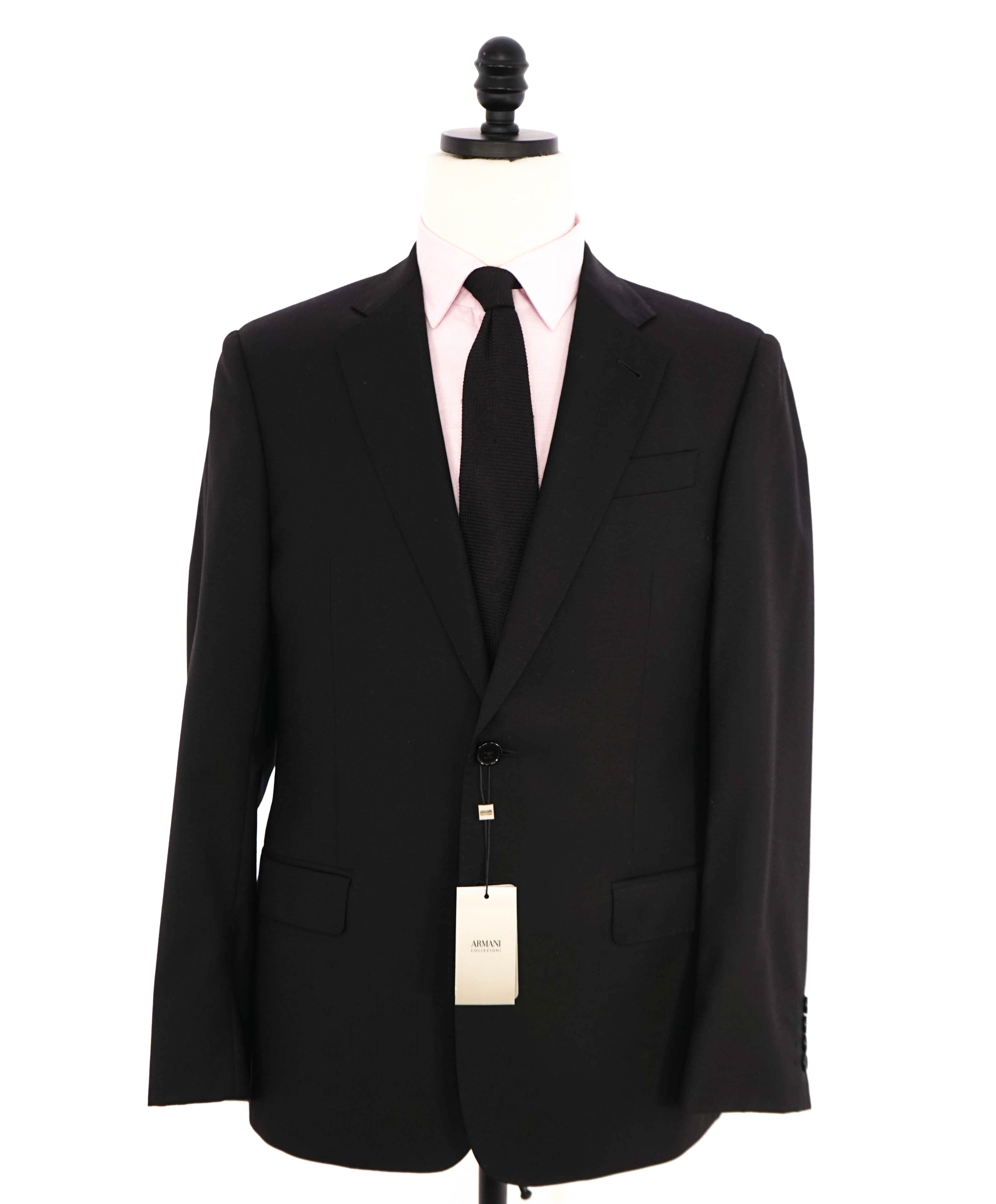 ARMANI COLLEZIONI -  "G Line" Modern Solid Black Notch Lapel Suit - 38S
