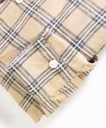 $395 ELEVENTY - *Linen/Cotton* Brown White Check Dress Shirt - S