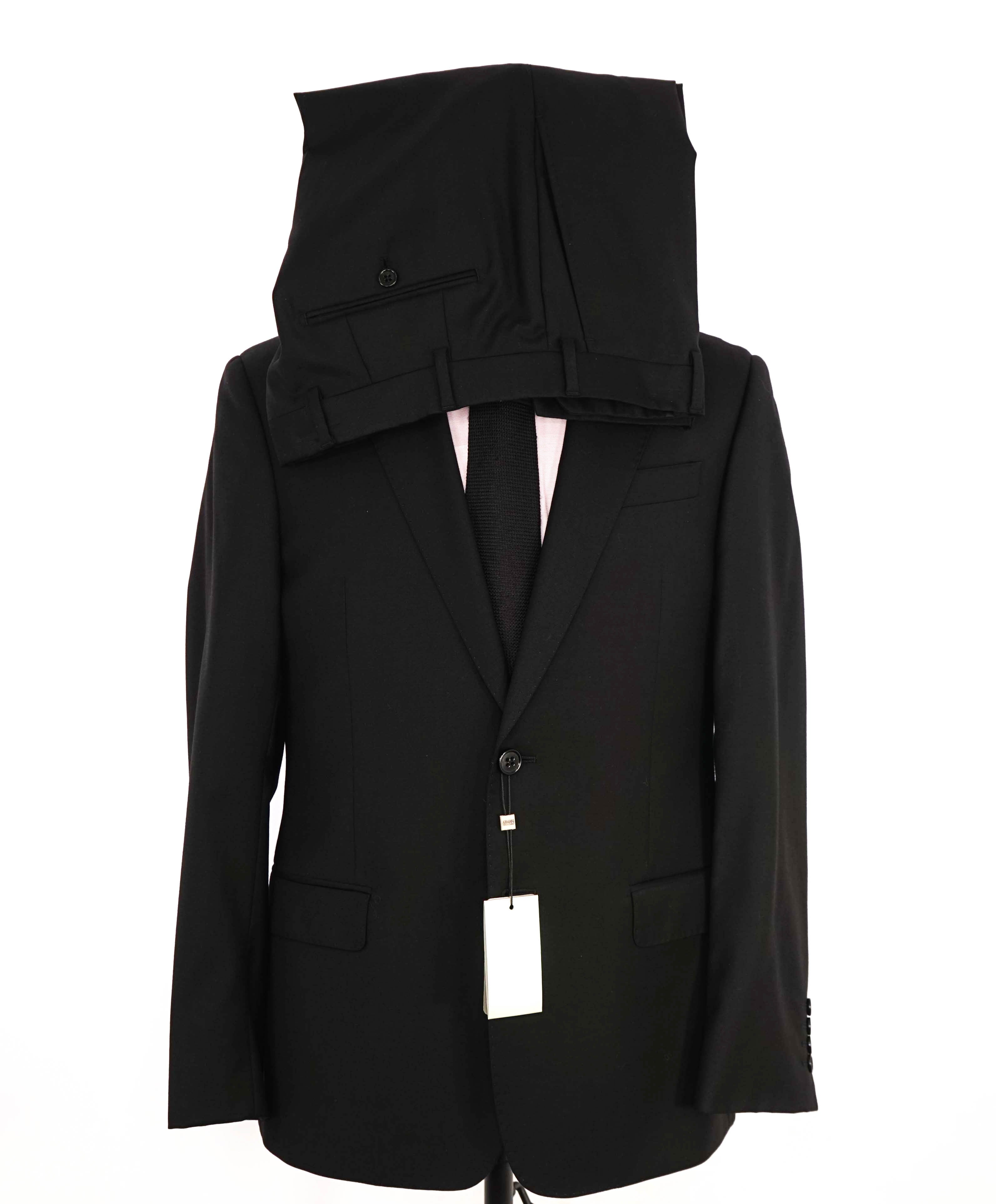 ARMANI COLLEZIONI -  "G Line" Modern Solid Black Notch Lapel Suit - 38S