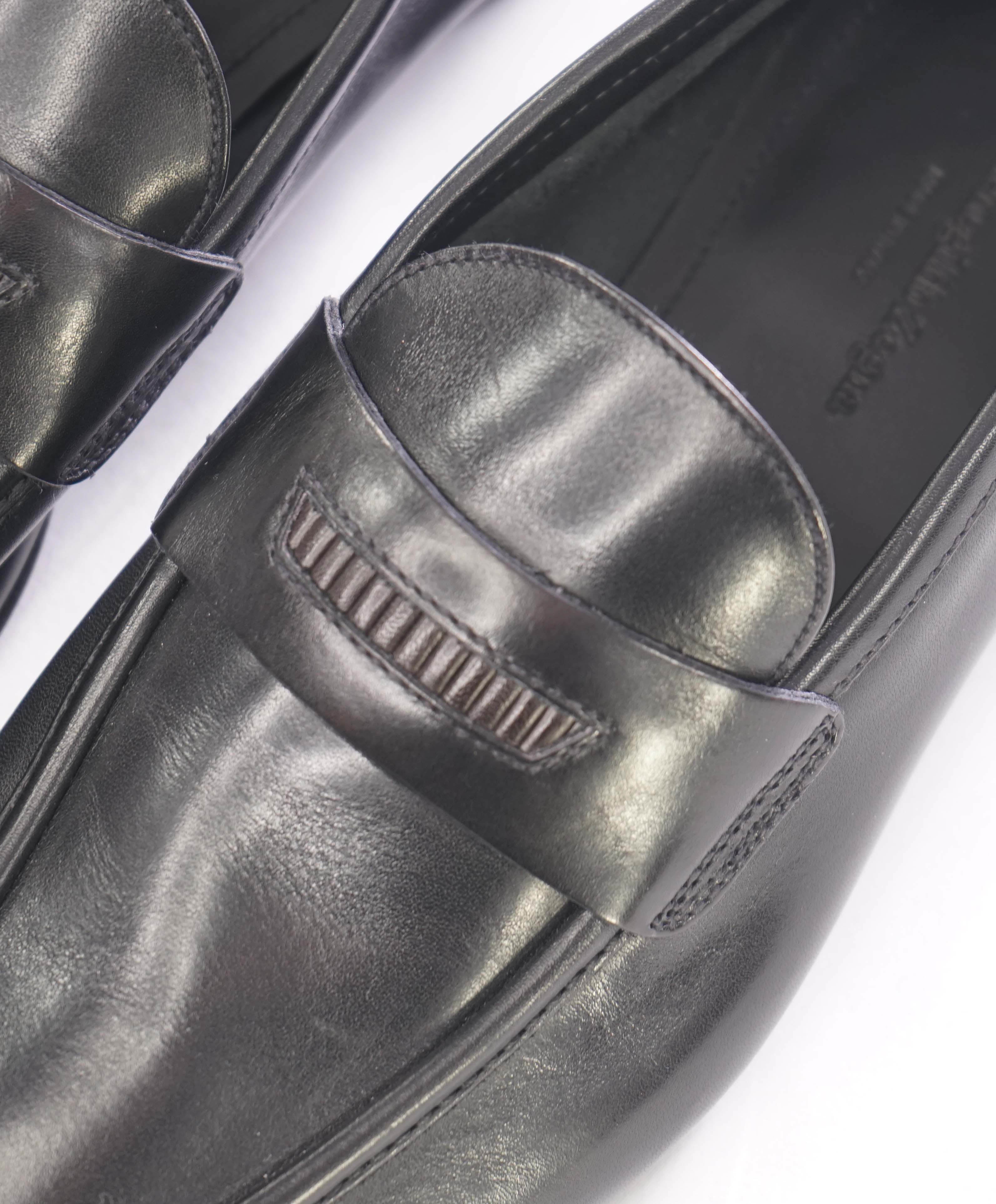 $960 ERMENEGILDO ZEGNA - Black Mock Penny Venetian Loafers - 8 US 7EU