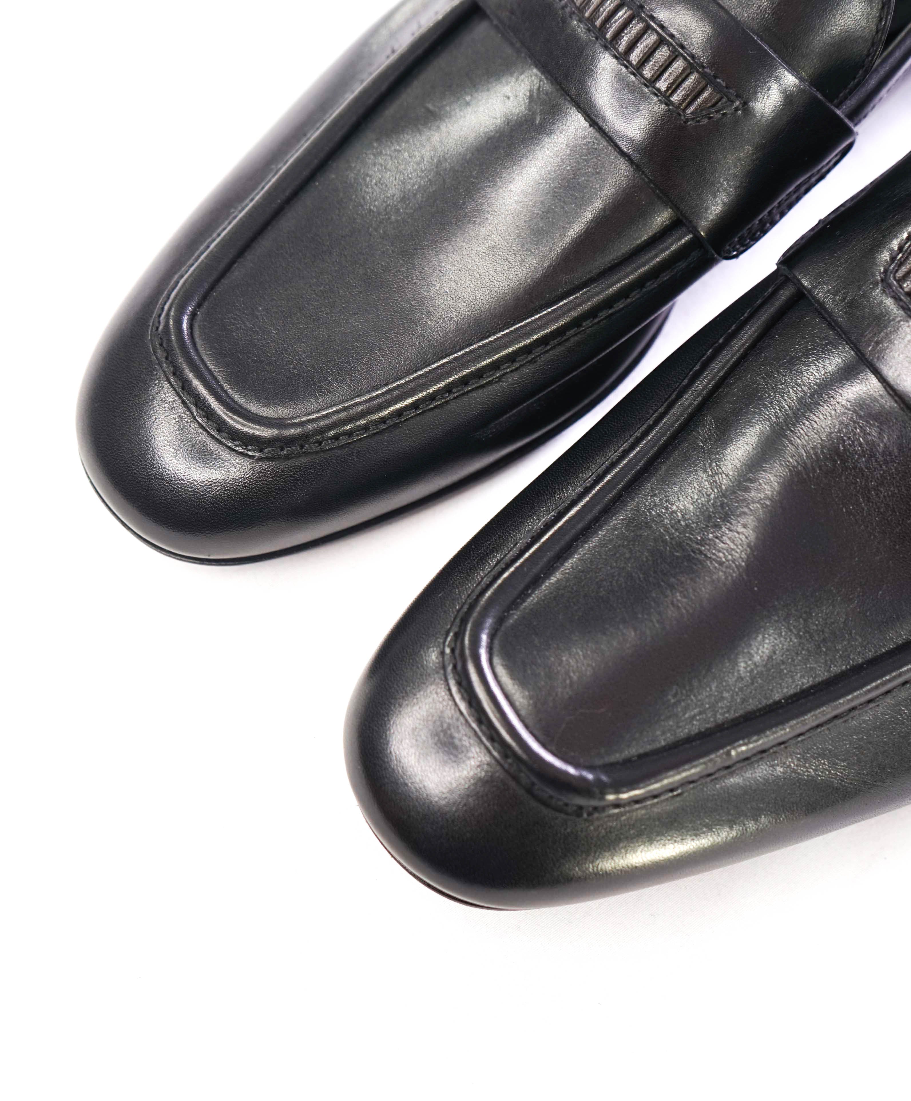 $960 ERMENEGILDO ZEGNA - Black Mock Penny Venetian Loafers - 8 US 7EU