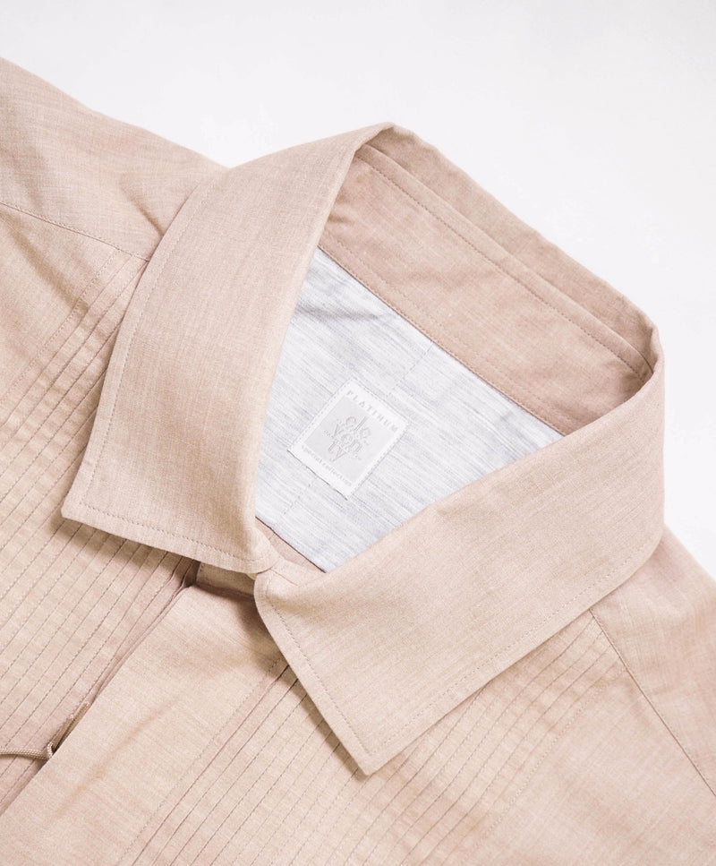 $545 ELEVENTY - Cotton *PLEATED* Neutral Button Down Shirt - M