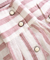 Copy of $395 ELEVENTY - Red/Pink White LINEN Broad Stripe SNAP Front Shirt - L