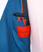 $4,695 ISAIA - 93% CASHMERE 7% SILK Teal Blue Logo Blazer - 42L