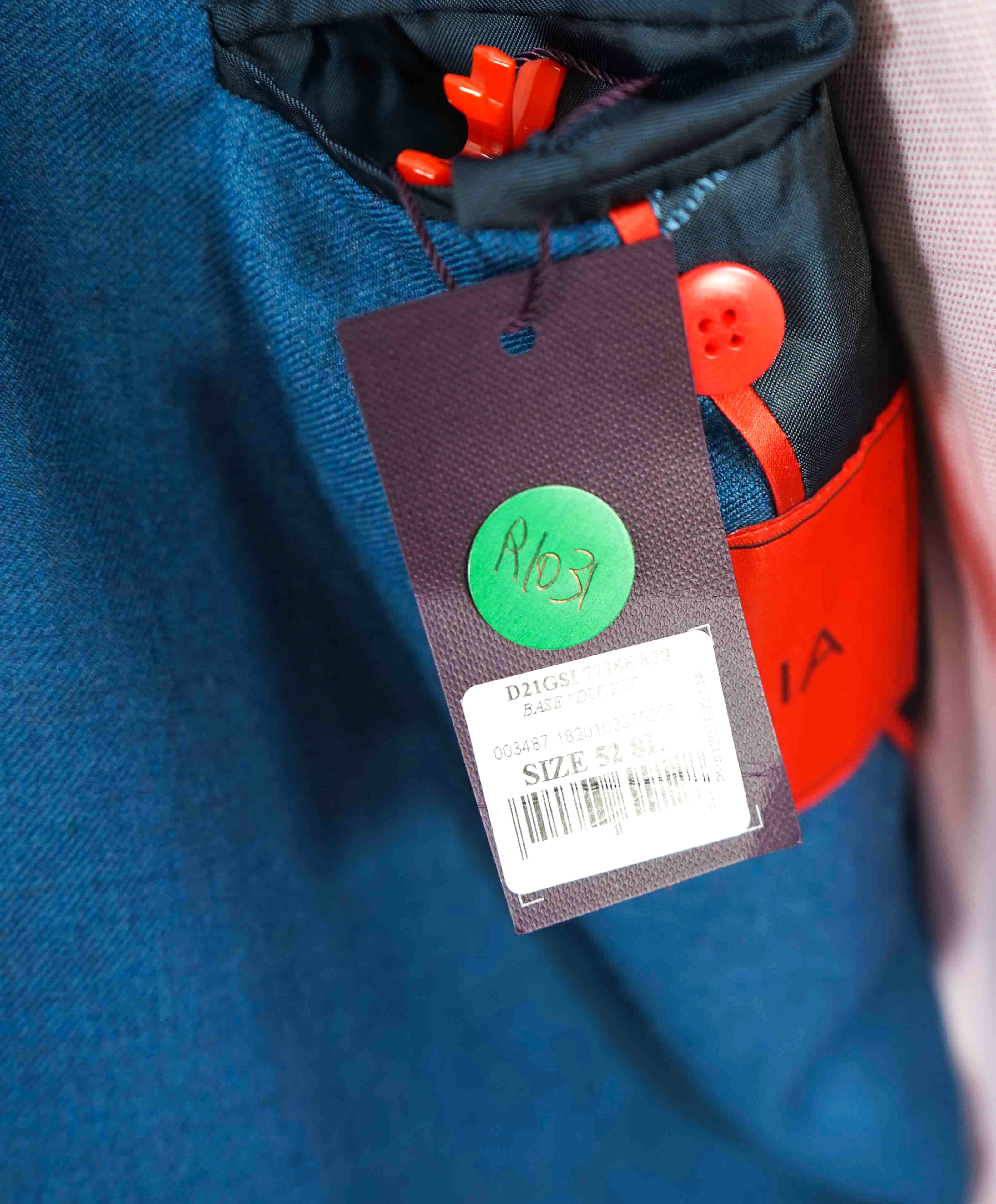 $4,695 ISAIA - 93% CASHMERE 7% SILK Teal Blue Logo Blazer - 42L