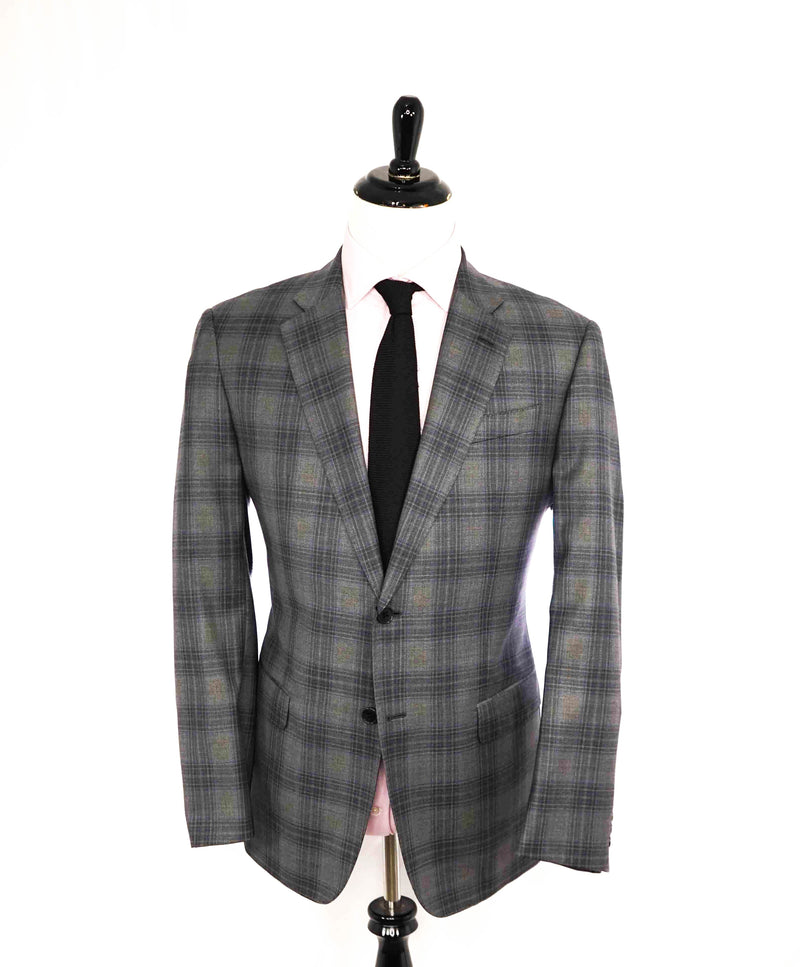 $1,595 EMPORIO ARMANI- Black *G lIne* Gray Check Wool Blazer - 44