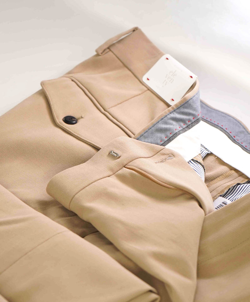 $695 ELEVENTY - Cotton/Elastane PERFORMANCE Cuffed Beige Dress Pants- 33W