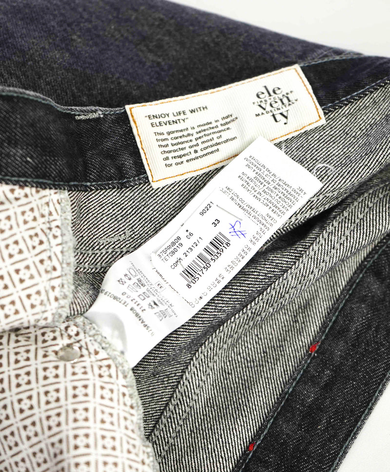 $795 ELEVENTY - Black Cotton Washed Denim Casual Pants LOGO Jeans - 33W