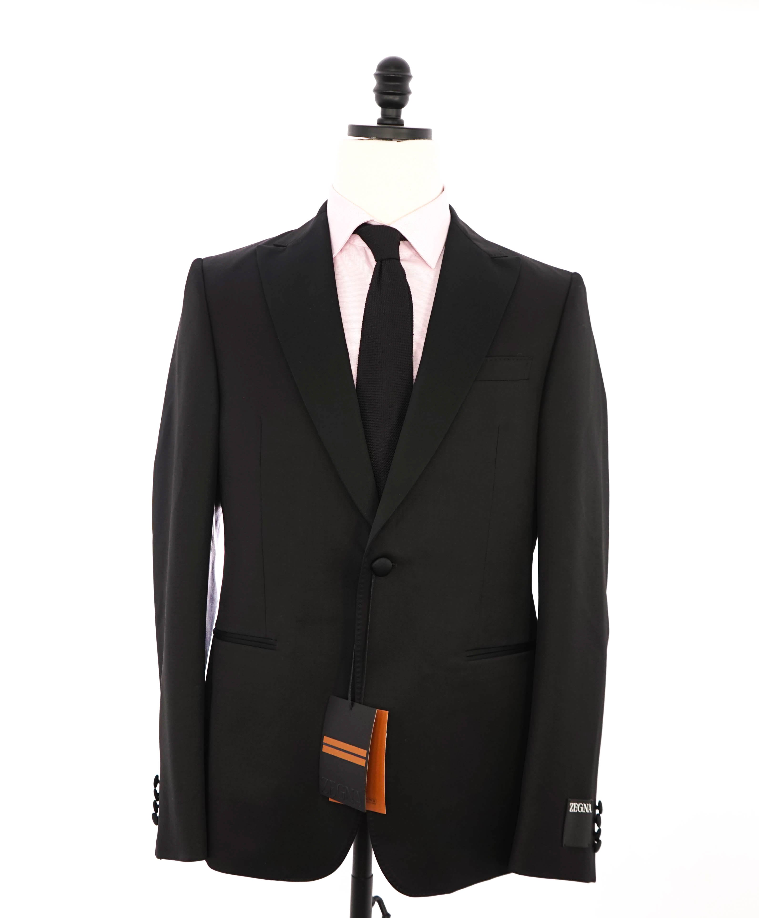 $5,100 ERMENEGILDO ZEGNA - "Wool & Mohair" PEAK LAPEL Black Tuxedo - 40R