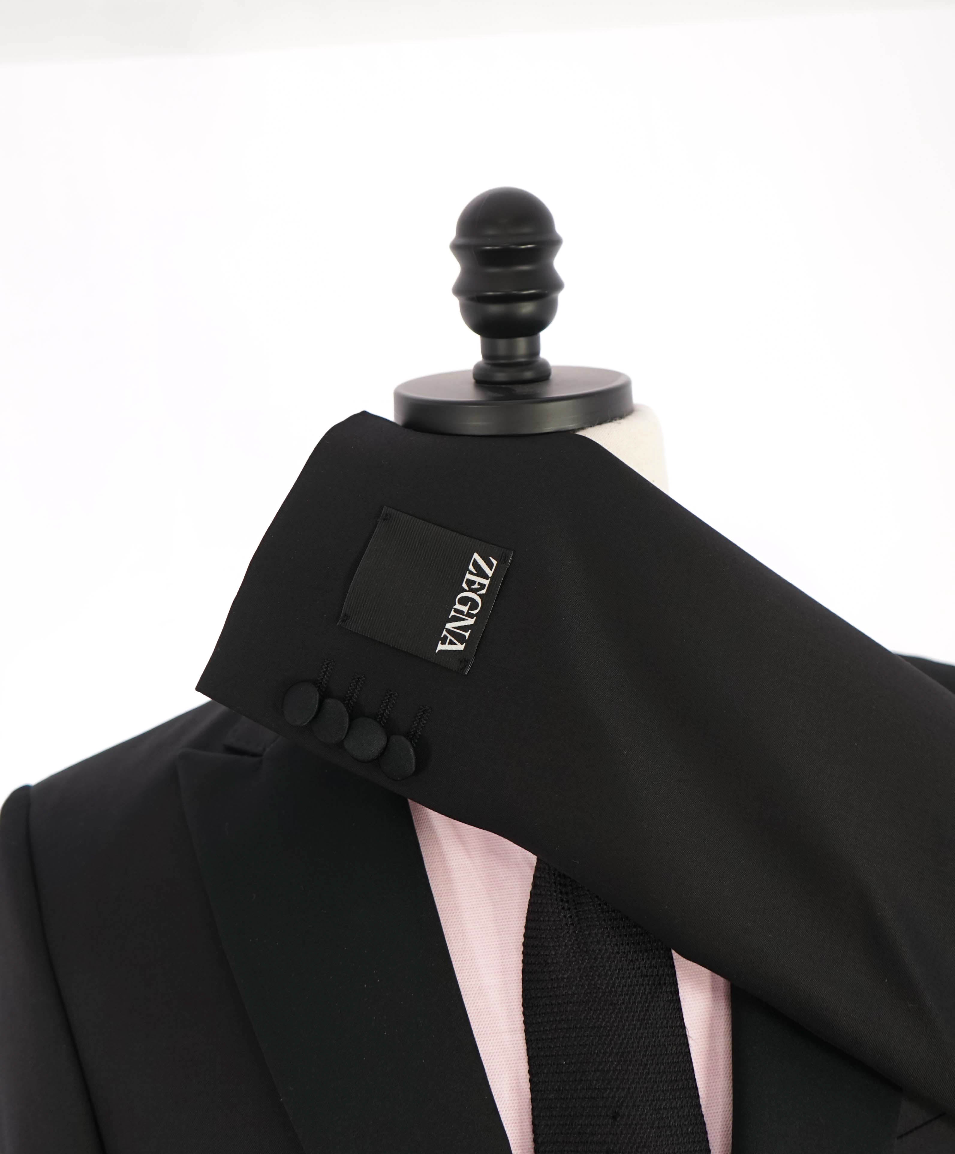 $5,100 ERMENEGILDO ZEGNA - "Wool & Mohair" PEAK LAPEL Black Tuxedo - 40R