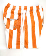 $345 ELEVENTY - Red/Orange BroadStripe Pattern Draw String Swim Shorts  - M