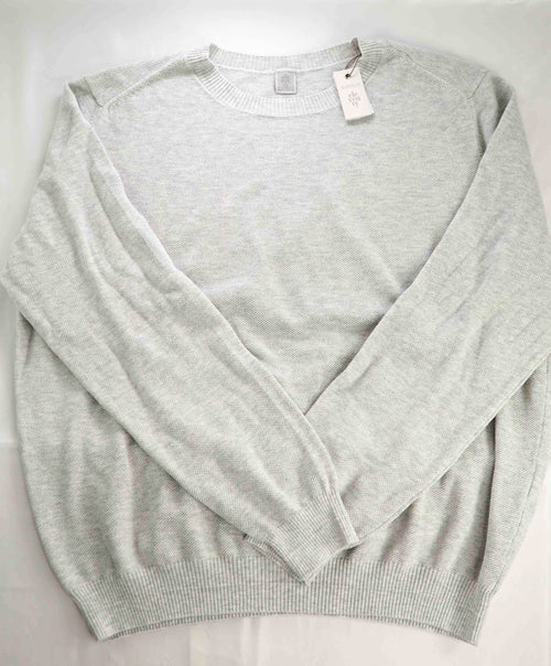 $495 ELEVENTY - *COTTON* Gray Pique Crewneck Sweater - XL