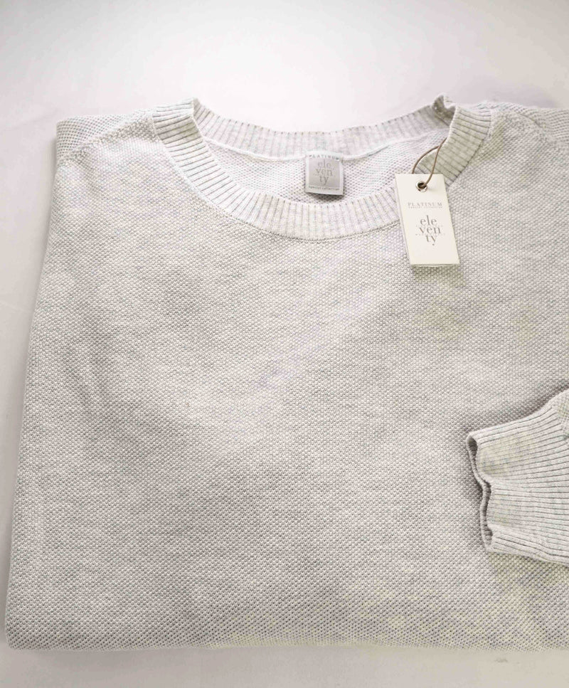 $495 ELEVENTY - *COTTON* Gray Pique Crewneck Sweater - XL