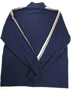 $1,245 ELEVENTY - WOOL *FULL ZIP* Track Stripe Blue/Ivory/Beige Sweater - XL