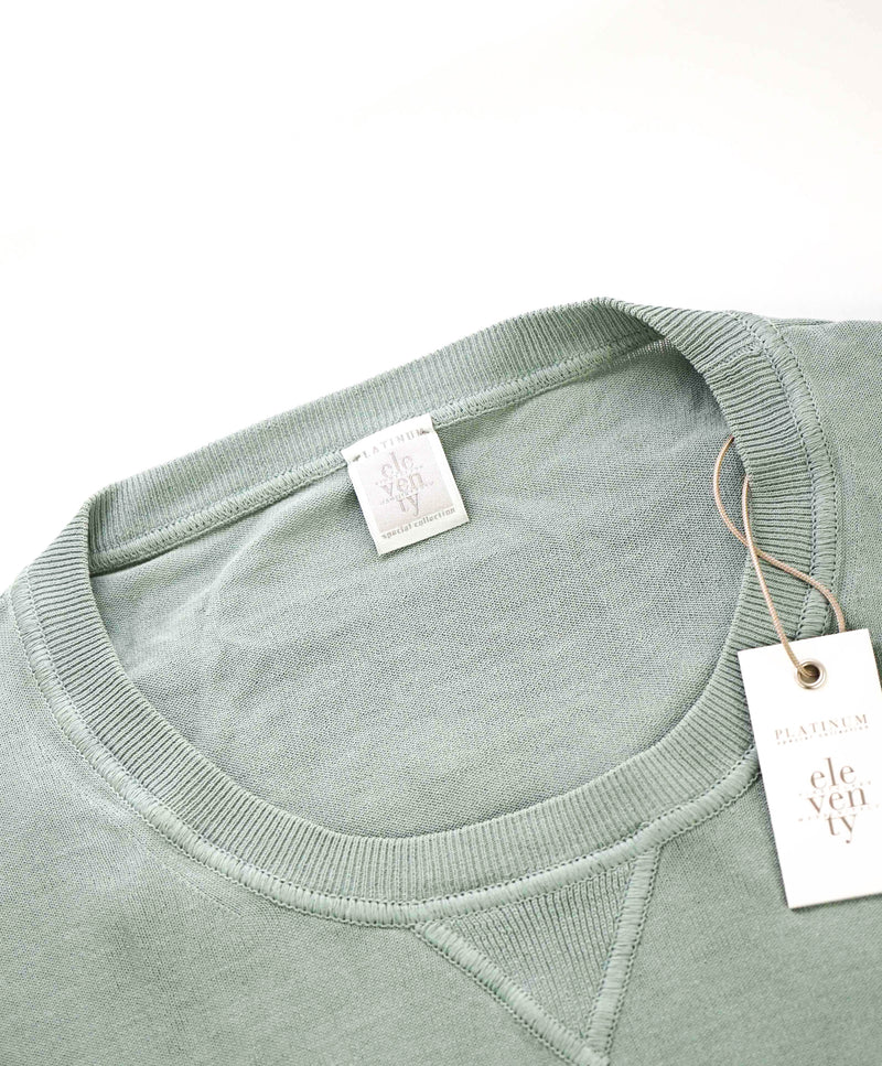 $645 ELEVENTY - *COTTON* Mint Green Pique Short Sleeve Crewneck Sweater - XXL
