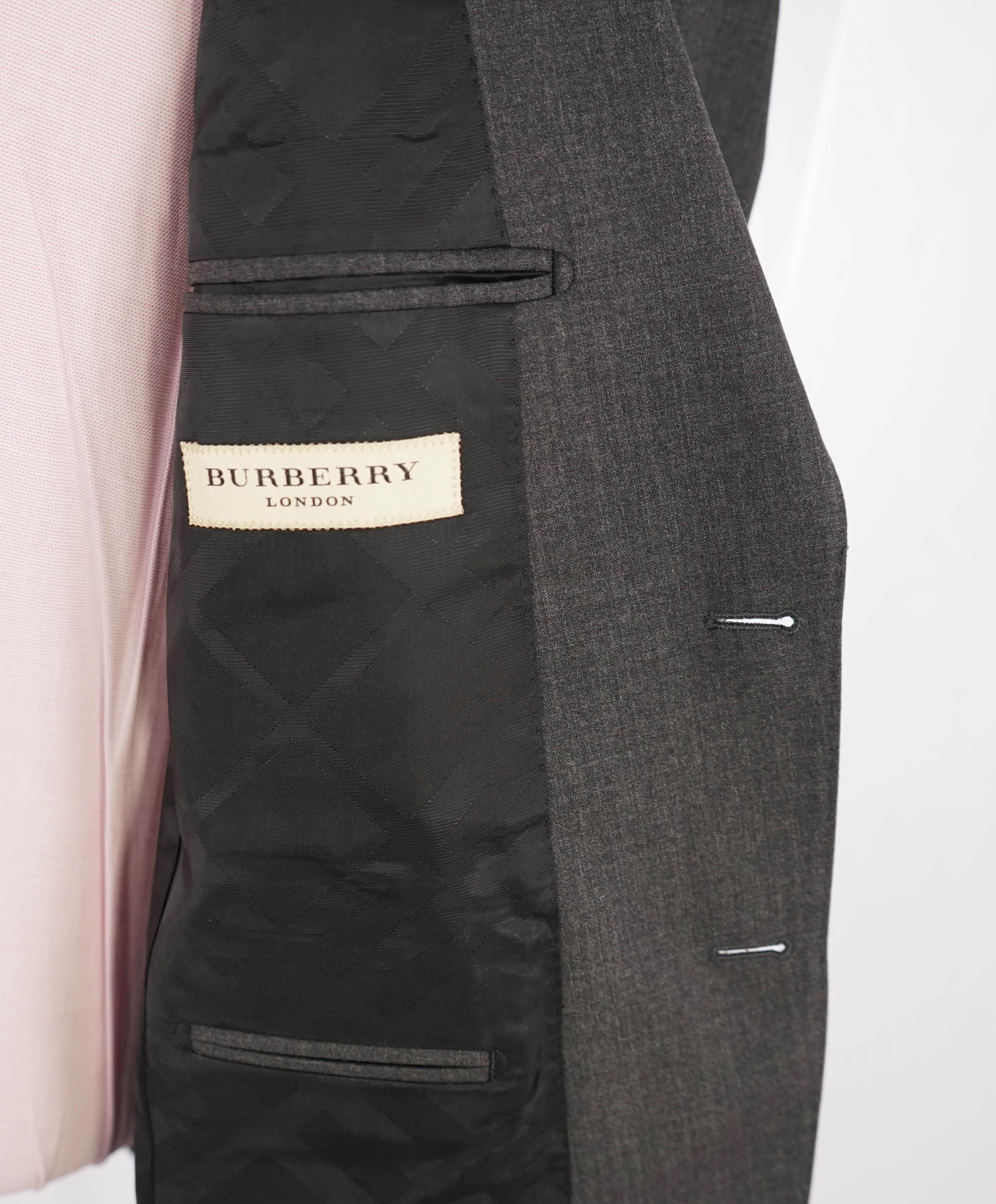$2,395 BURBERRY LONDON - Made In Italy Wool Gray "MILBURY" LOGO Suit - 42R