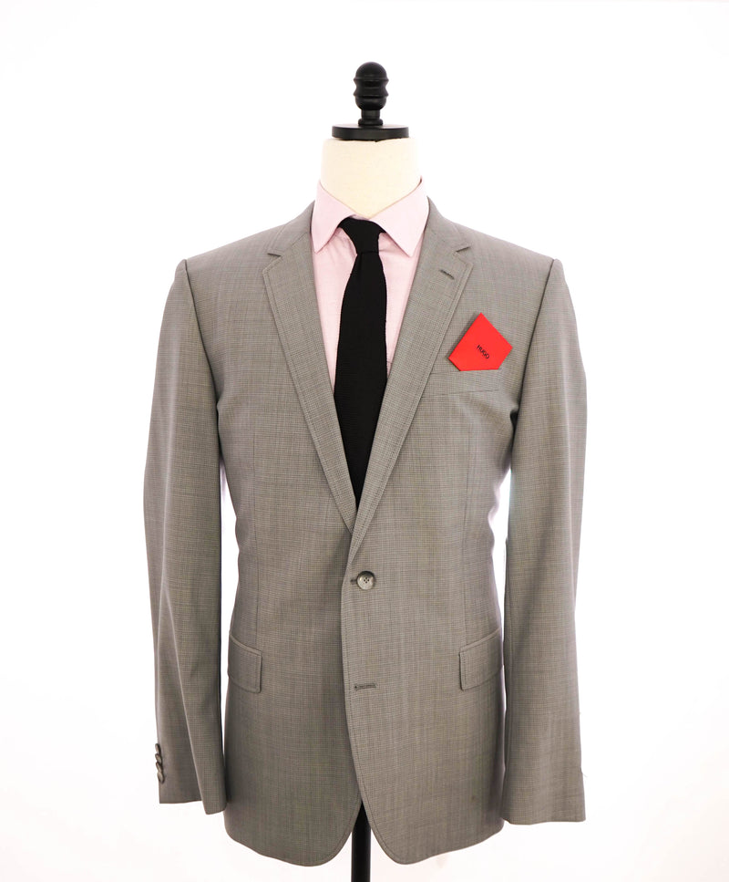 HUGO BOSS *HUGO* - "SLIM" Notch Lapel Light Gray Micro Check Suit - 46R