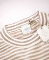 $875 ELEVENTY - Ivory / Camel Nautical Stripe High Crewneck Wool Sweater - M