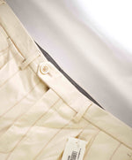 $2,545 ELEVENTY - Ivory / Camel Chalk Stripe WOOL Cuffed Dress Pants - 33W