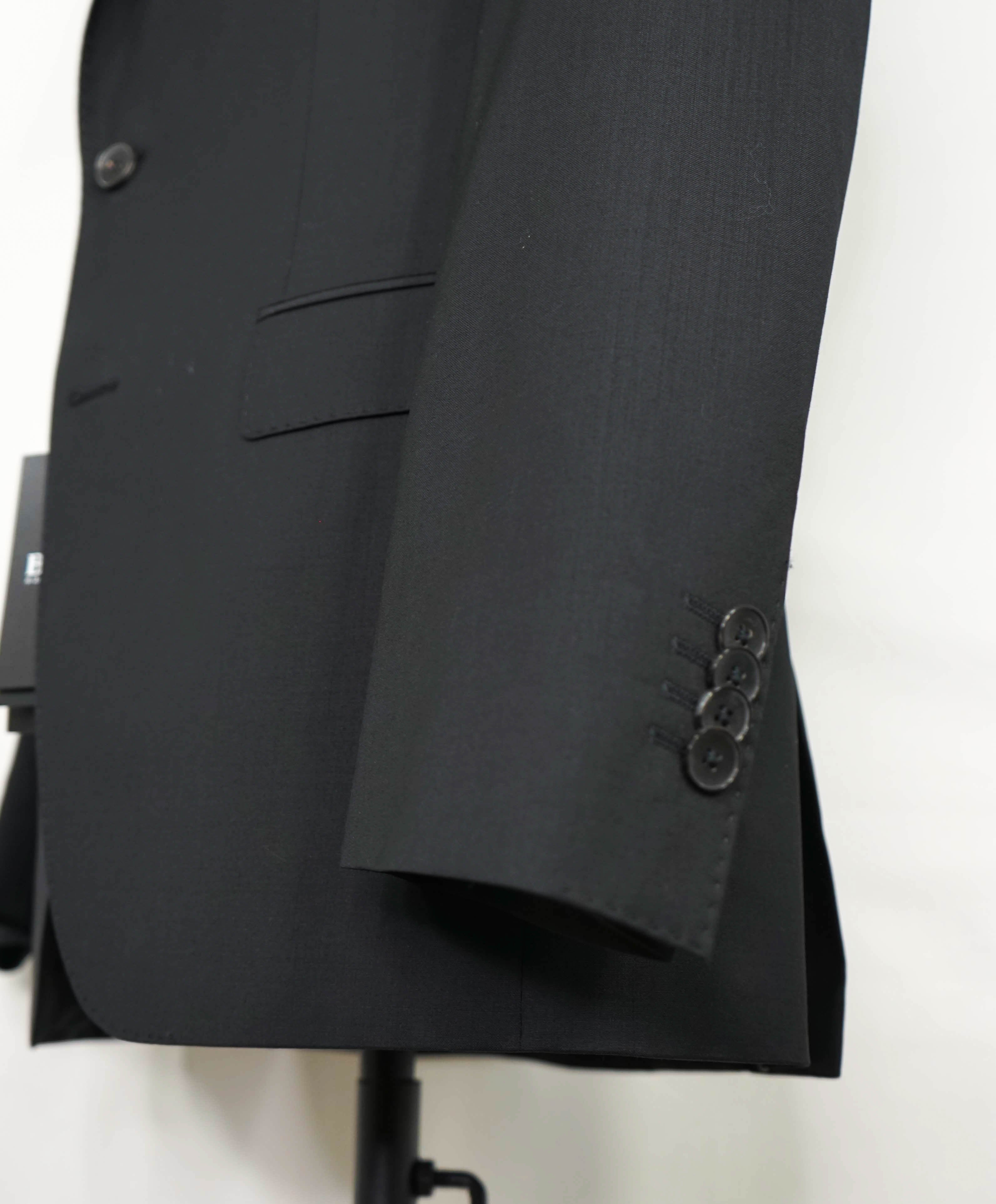 HUGO BOSS - "SLIM" Notch Lapel Solid Black Suit - 40R