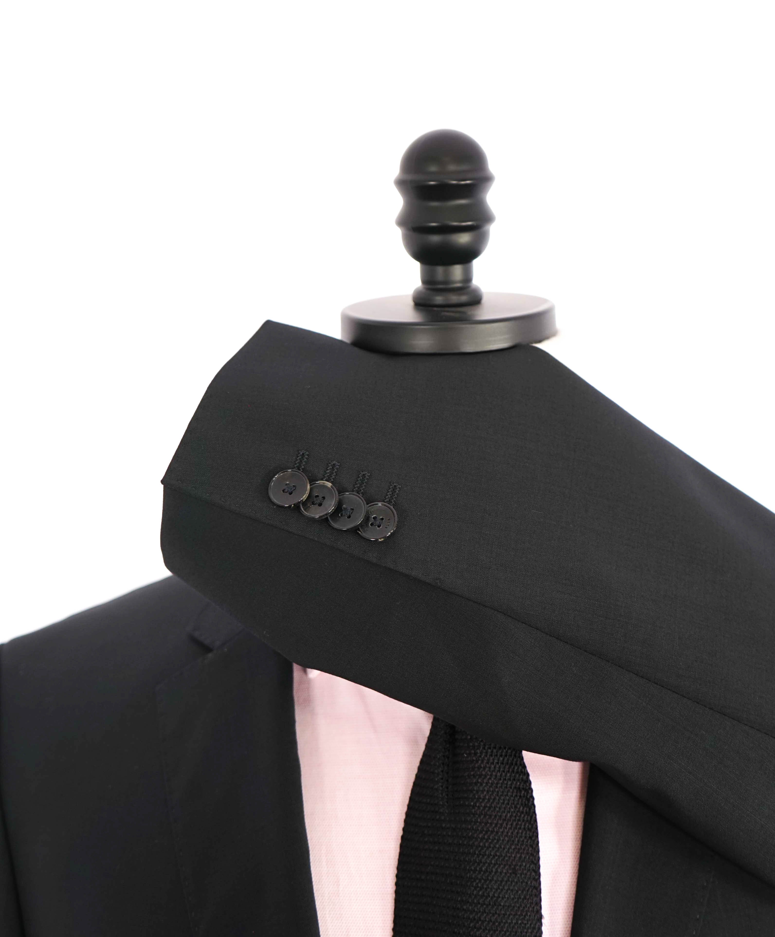 HUGO BOSS - "SLIM" Notch Lapel Solid Black Suit - 40R