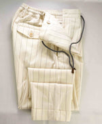 $2,545 ELEVENTY - Ivory Chalk Stripe CASHMERE / WOOL Blend Dress Pants - 33W