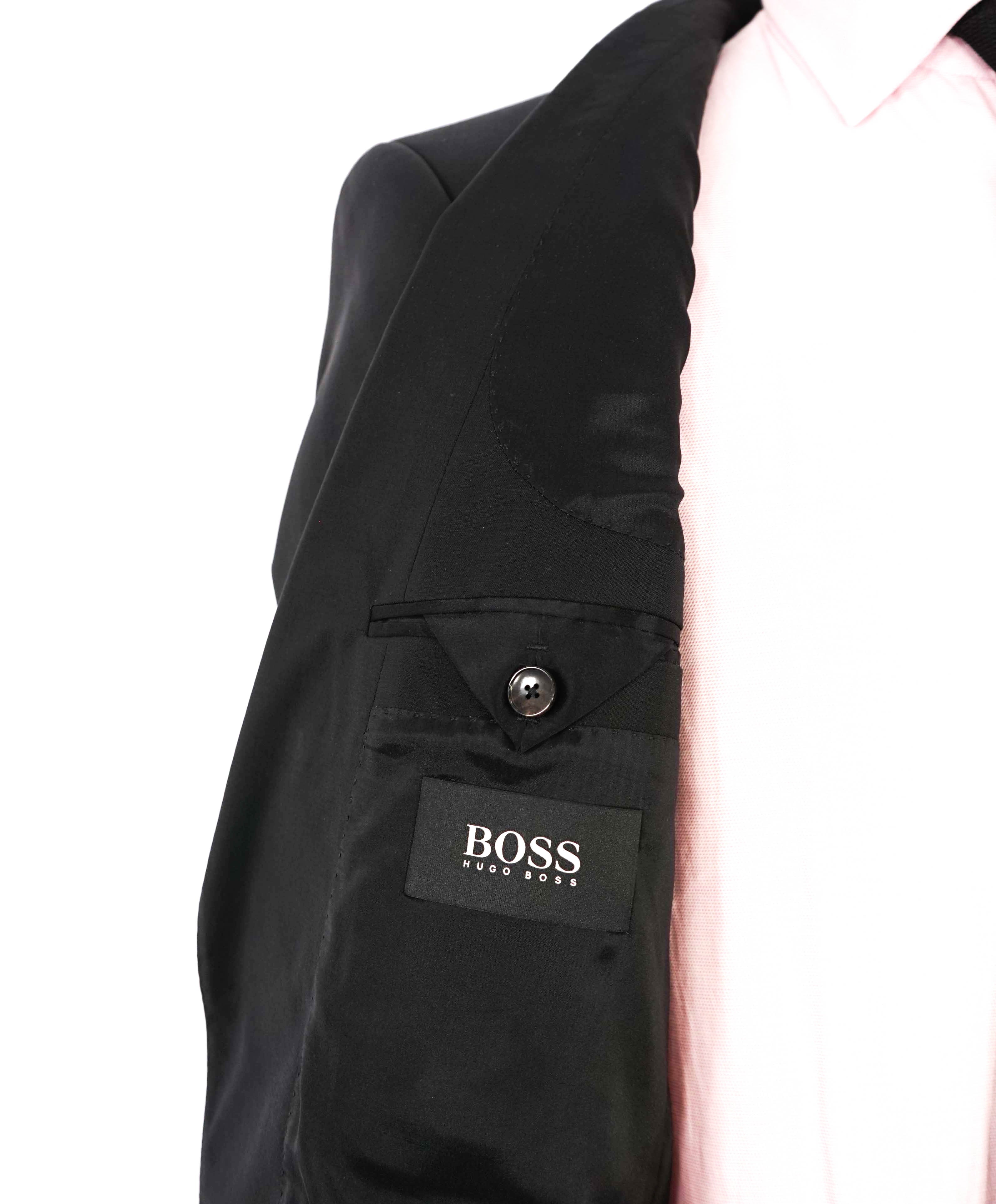 HUGO BOSS - "SLIM" Notch Lapel Solid Black Suit - 40R