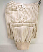 $1,495 ELEVENTY - Ivory & Camel Stripe CASHMERE Blend Jogger Sweat Pants - XL