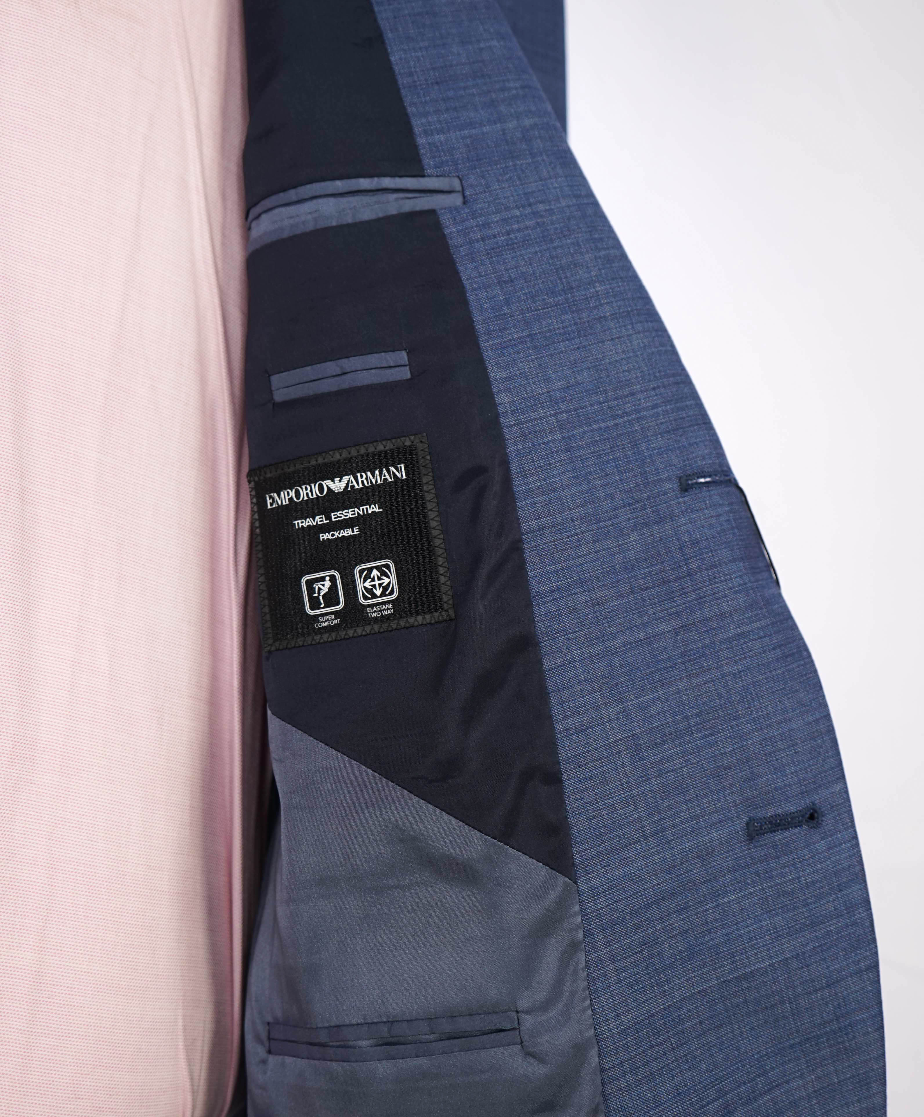 $1,595 EMPORIO ARMANI- Blue *G lIne Deco* TRAVEL ESSENTIAL PACKABLE Blazer - 44R
