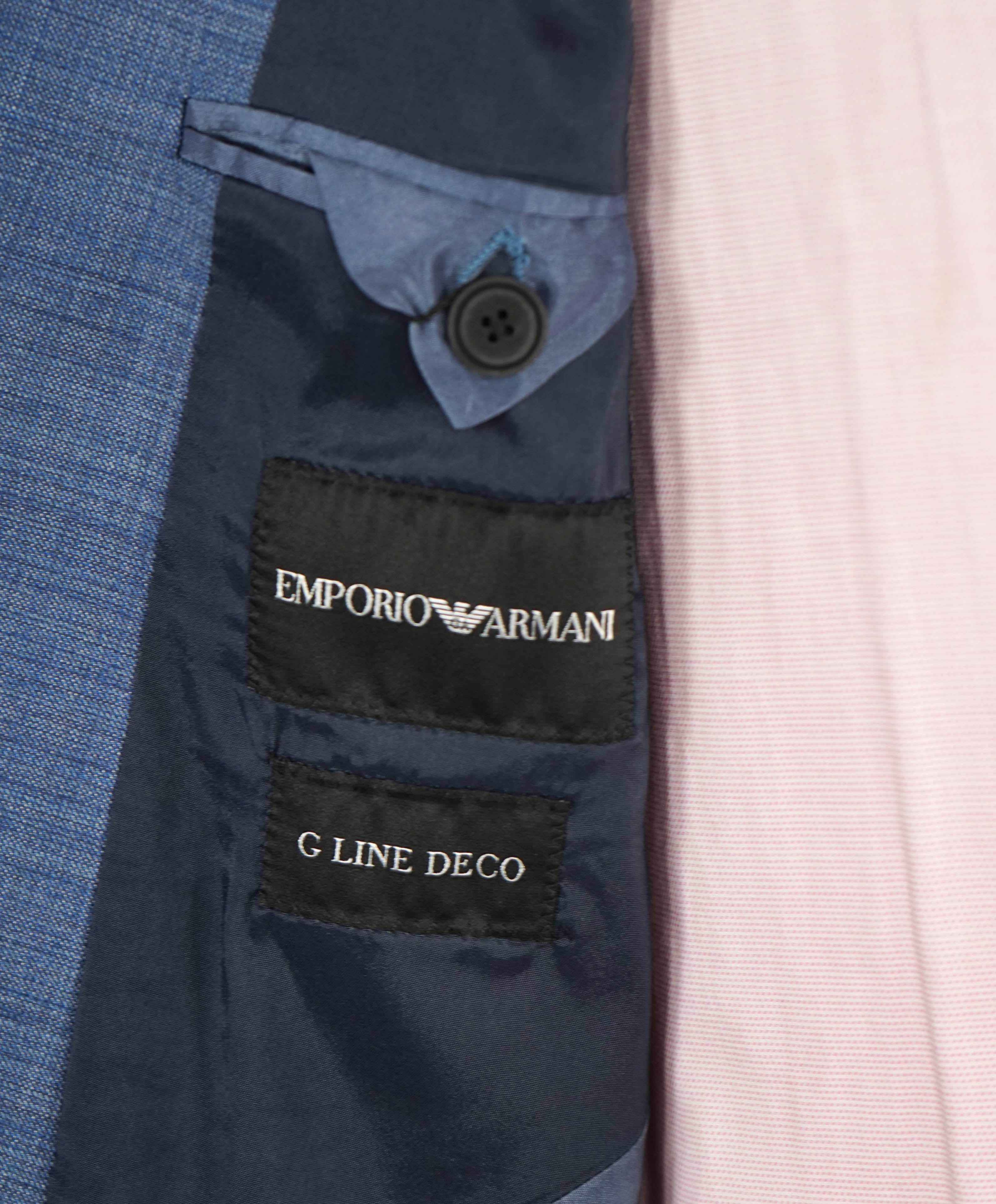 $1,595 EMPORIO ARMANI- Blue *G lIne Deco* TRAVEL ESSENTIAL PACKABLE Blazer - 44R