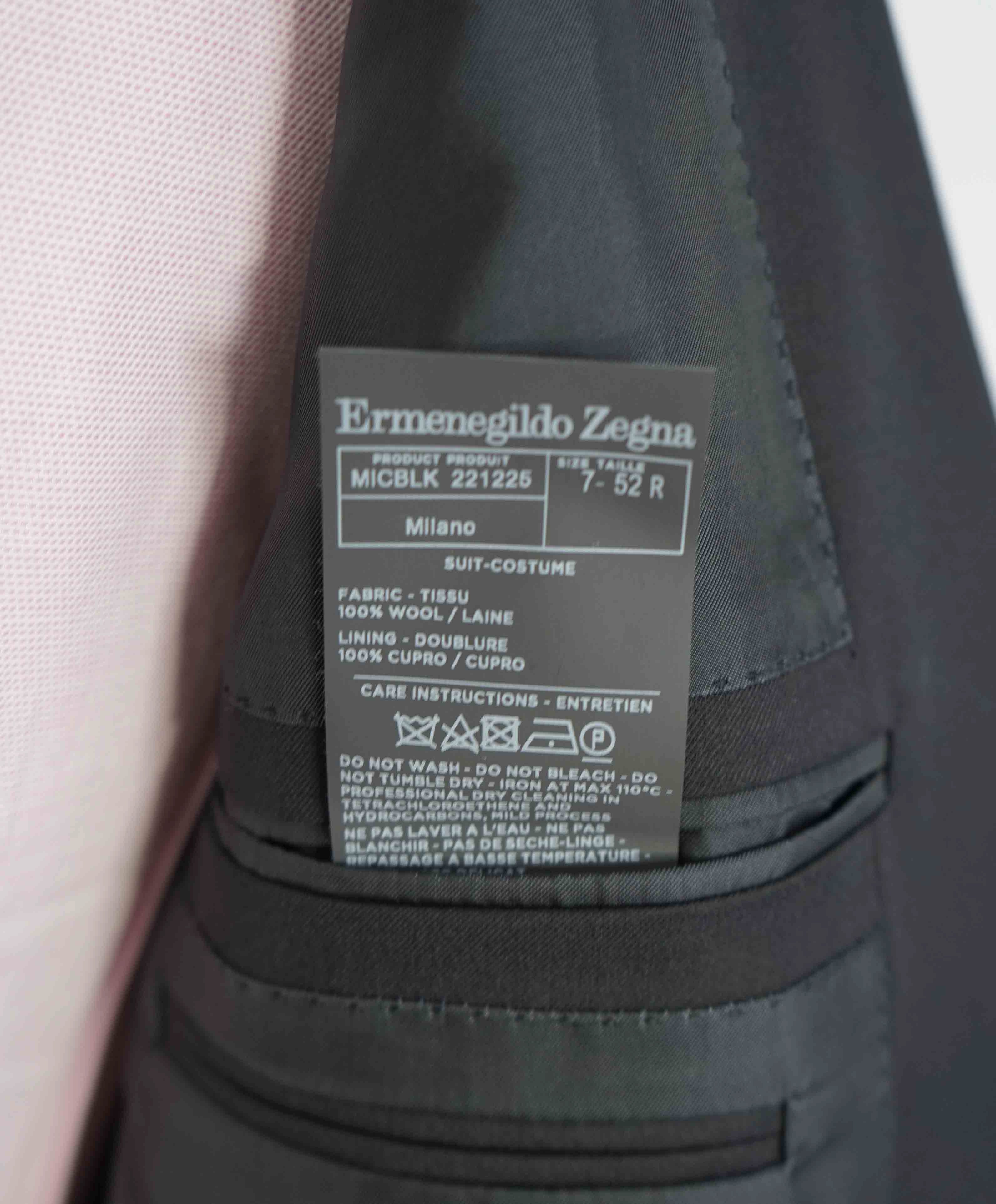 $3,000 ERMENEGILDO ZEGNA - Black “Microsphere” Wool Suit - 42R