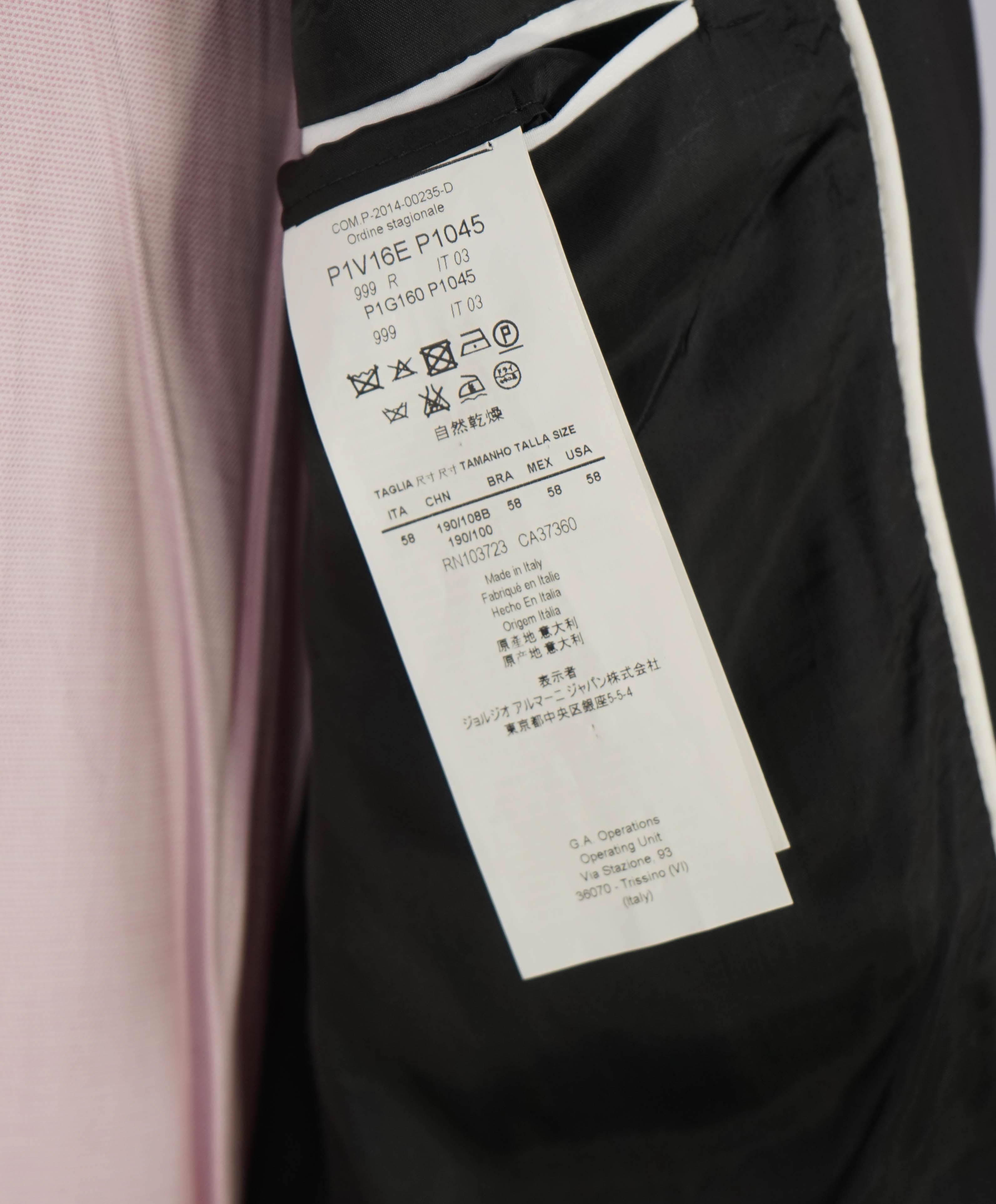 $1,595 EMPORIO ARMANI- Black *DAVID LINE* Peak Lapel 1-Btn Blazer - 48R