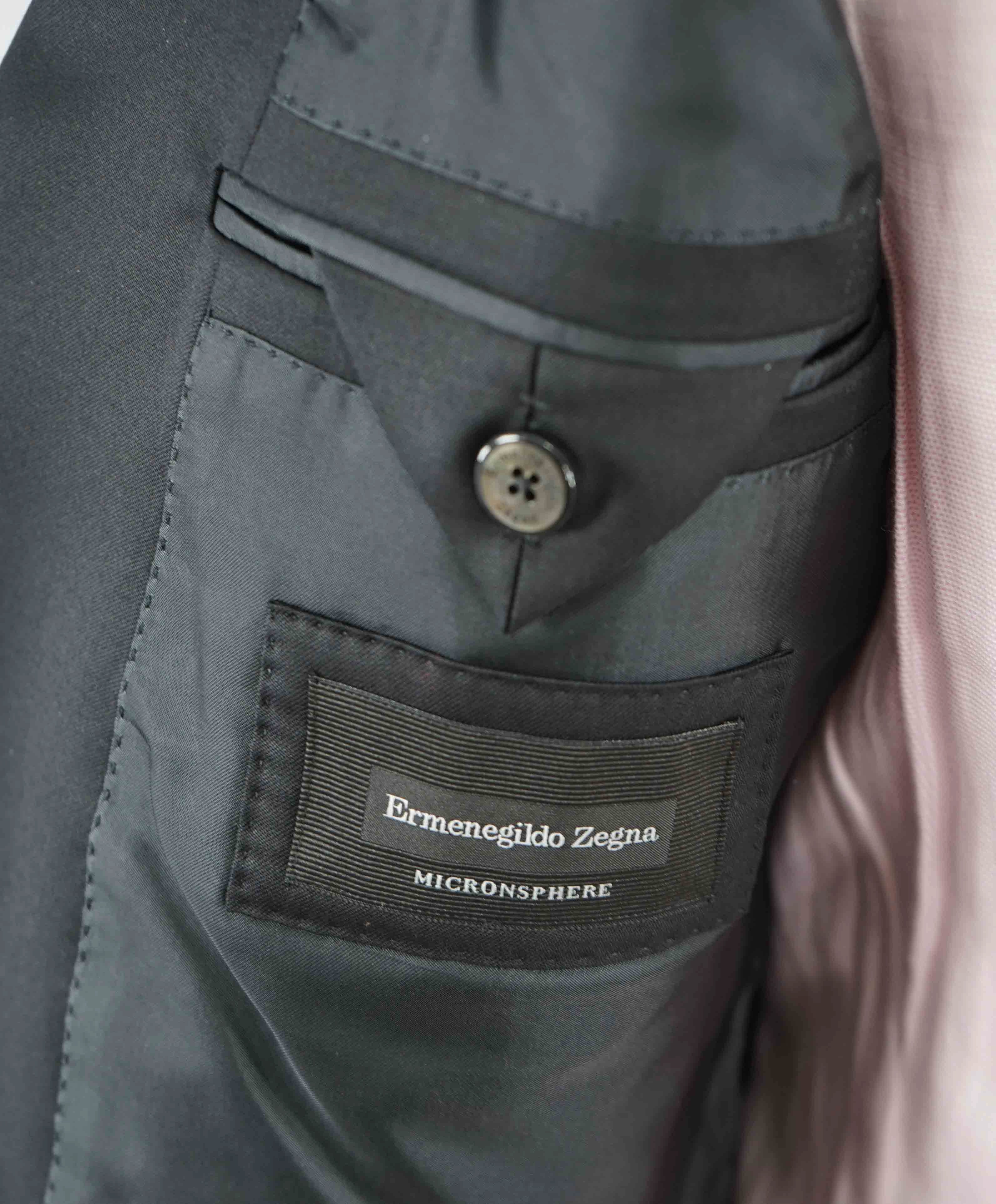 $3,000 ERMENEGILDO ZEGNA - Black “Microsphere” Wool Suit - 42R