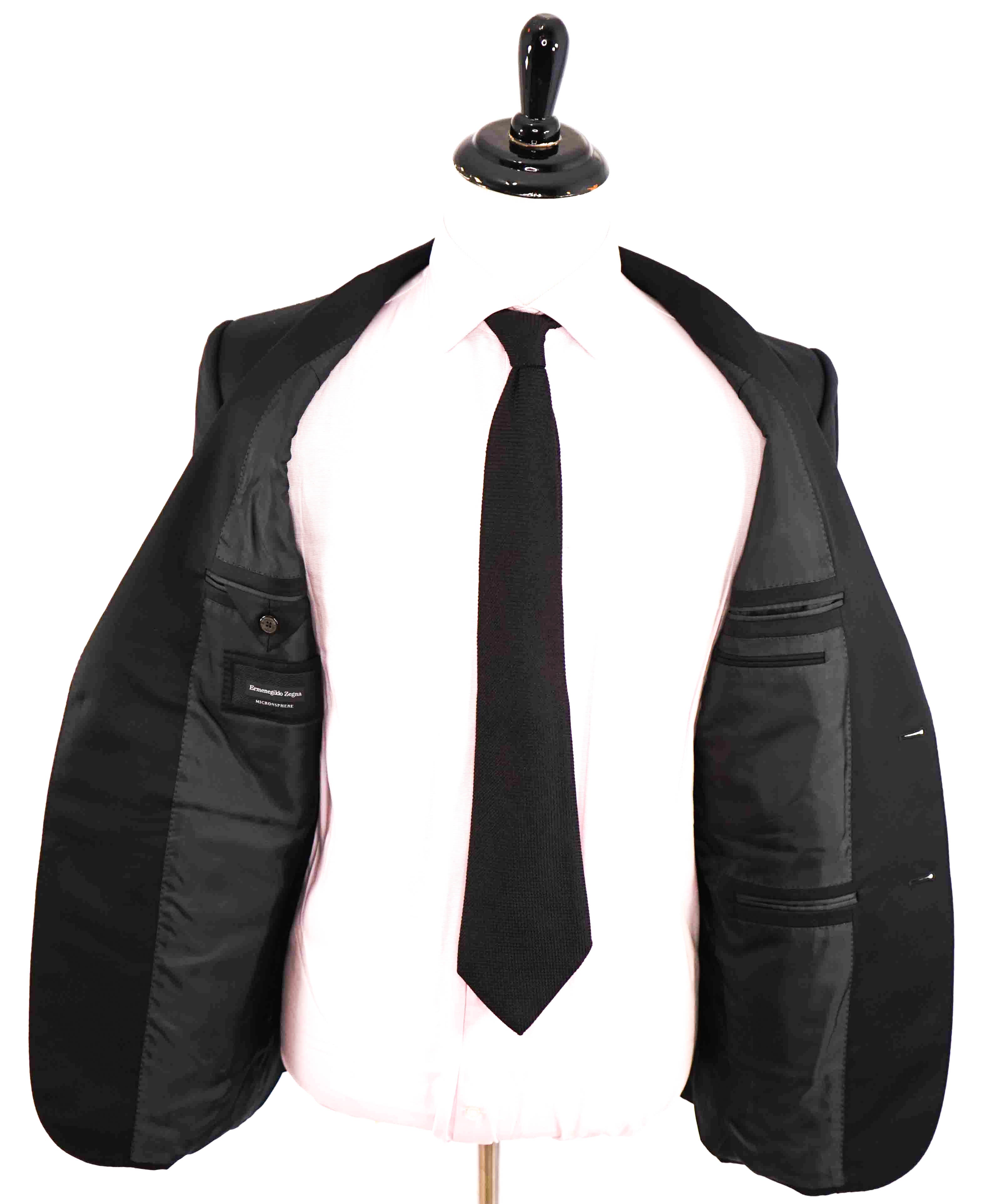 $3,000 ERMENEGILDO ZEGNA - Black “Microsphere” Wool Suit - 42R