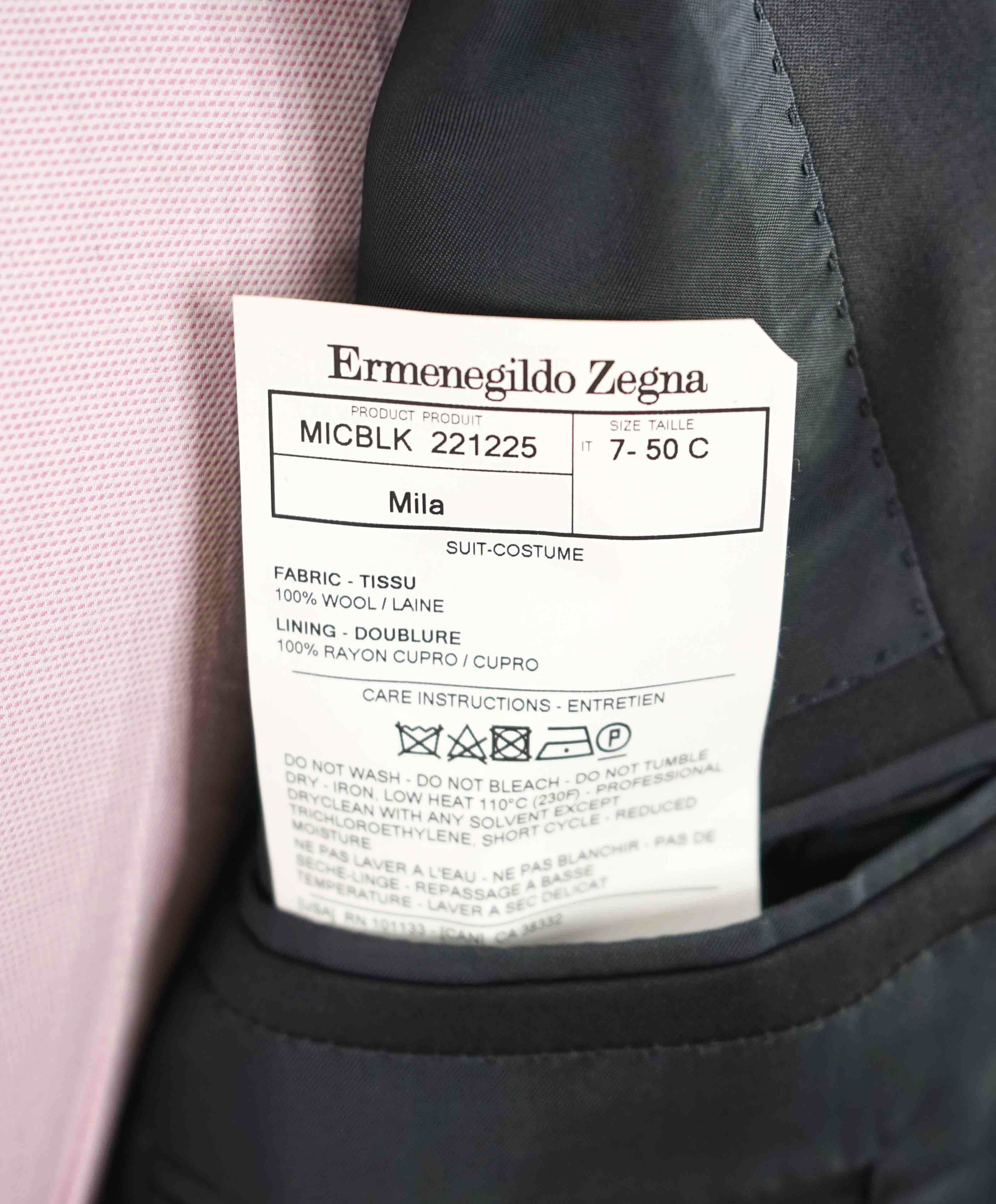 $3,000 ERMENEGILDO ZEGNA - Black “Microsphere” Wool Suit - 40S