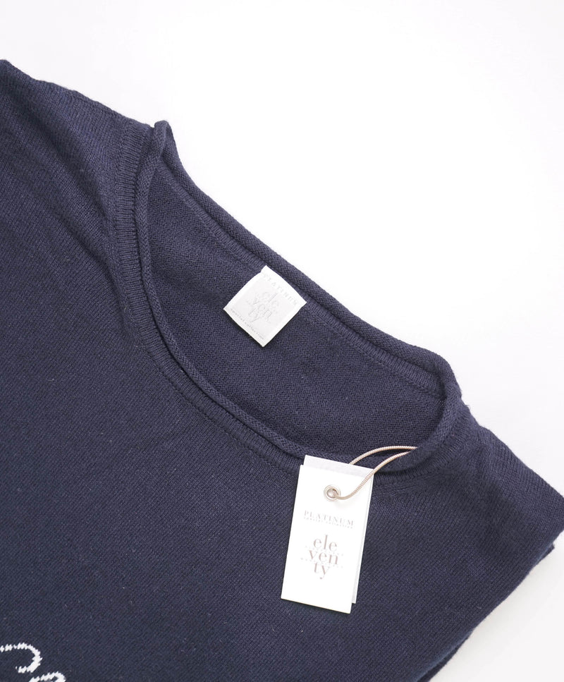 $325 ELEVENTY - Ivory  Crewneck Premium Short Sleeve Sweater - M