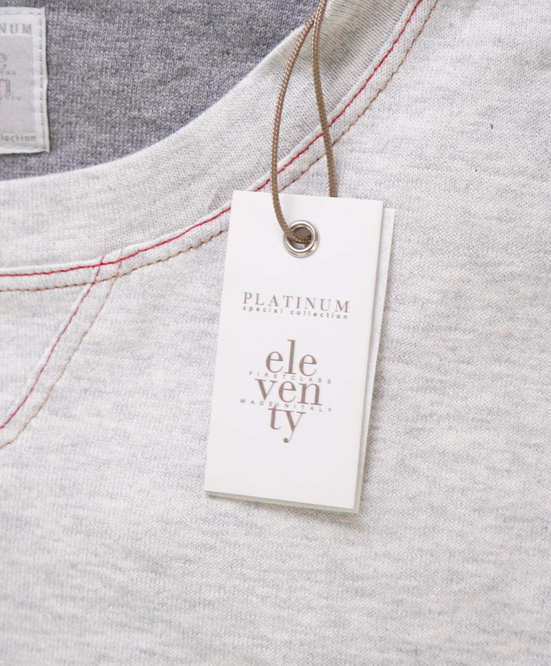$195 ELEVENTY - Cotton Gray Short Sleeve T W Red Stitching - M