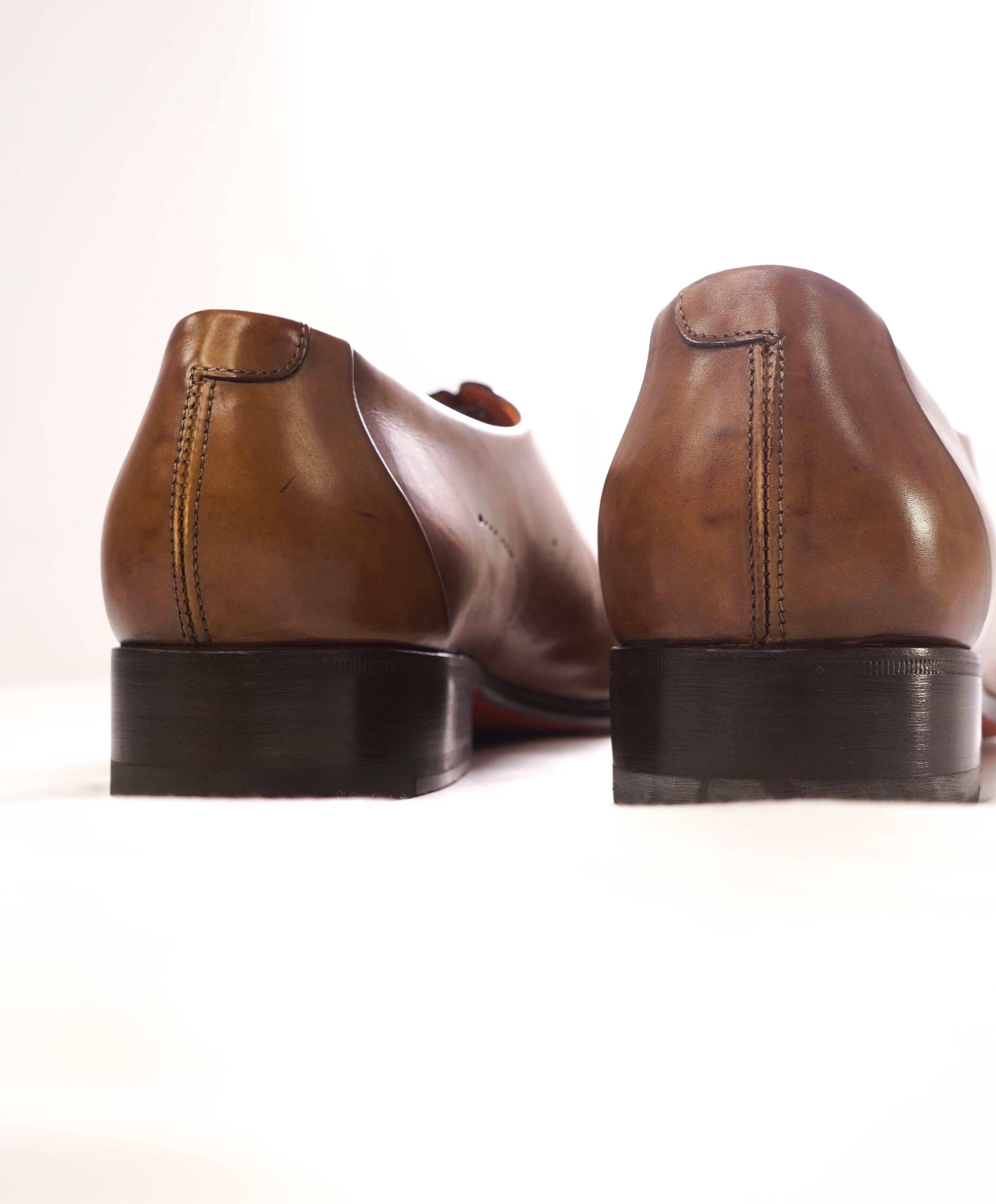 $1,295 SANTONI - "Fatte A Mano" Neutral Patina Texture Hand Made Oxford - 13 US (12 Santoni)