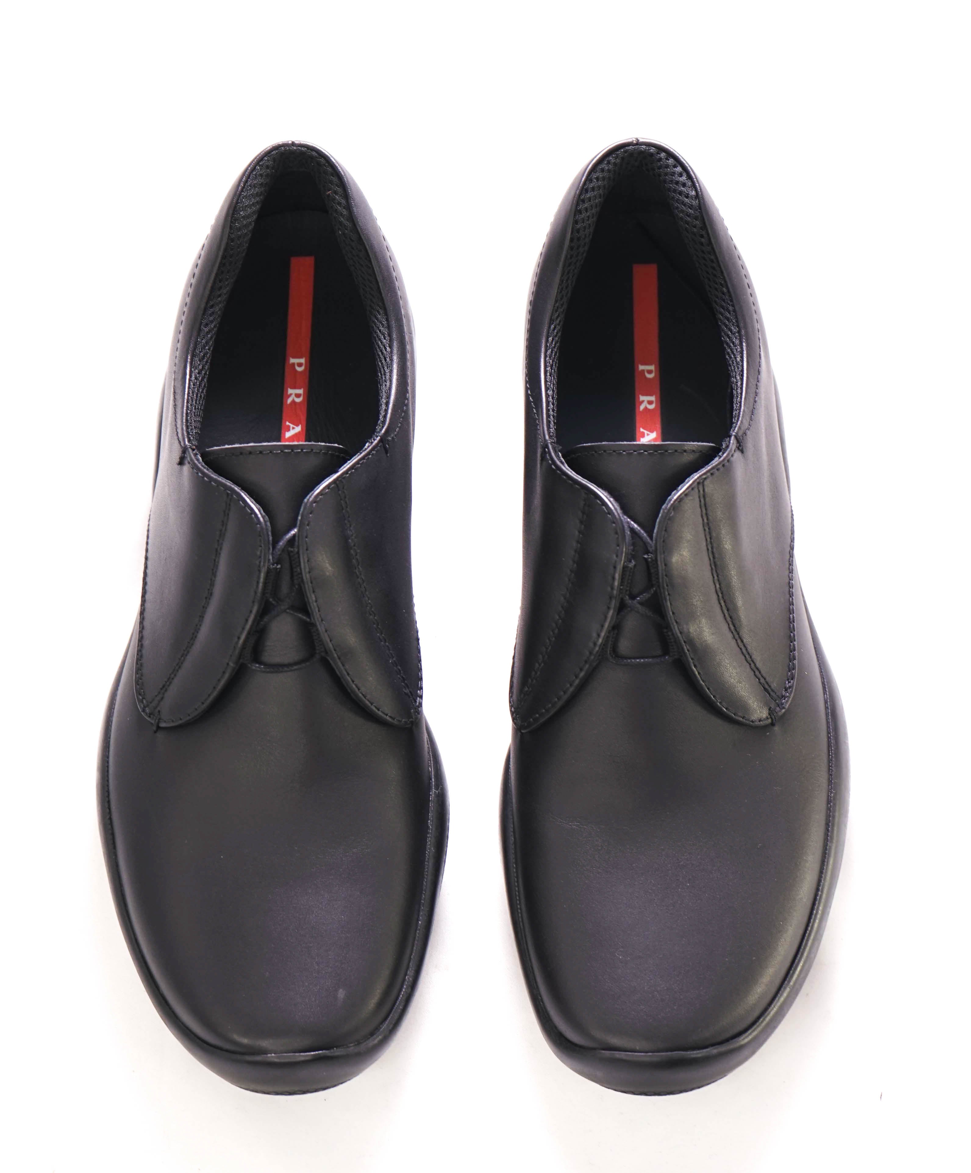 $795 PRADA - *LINEA ROSSA* VITELLO SAMOA Black Lace-Up Derby - 9 US (8 Prada)